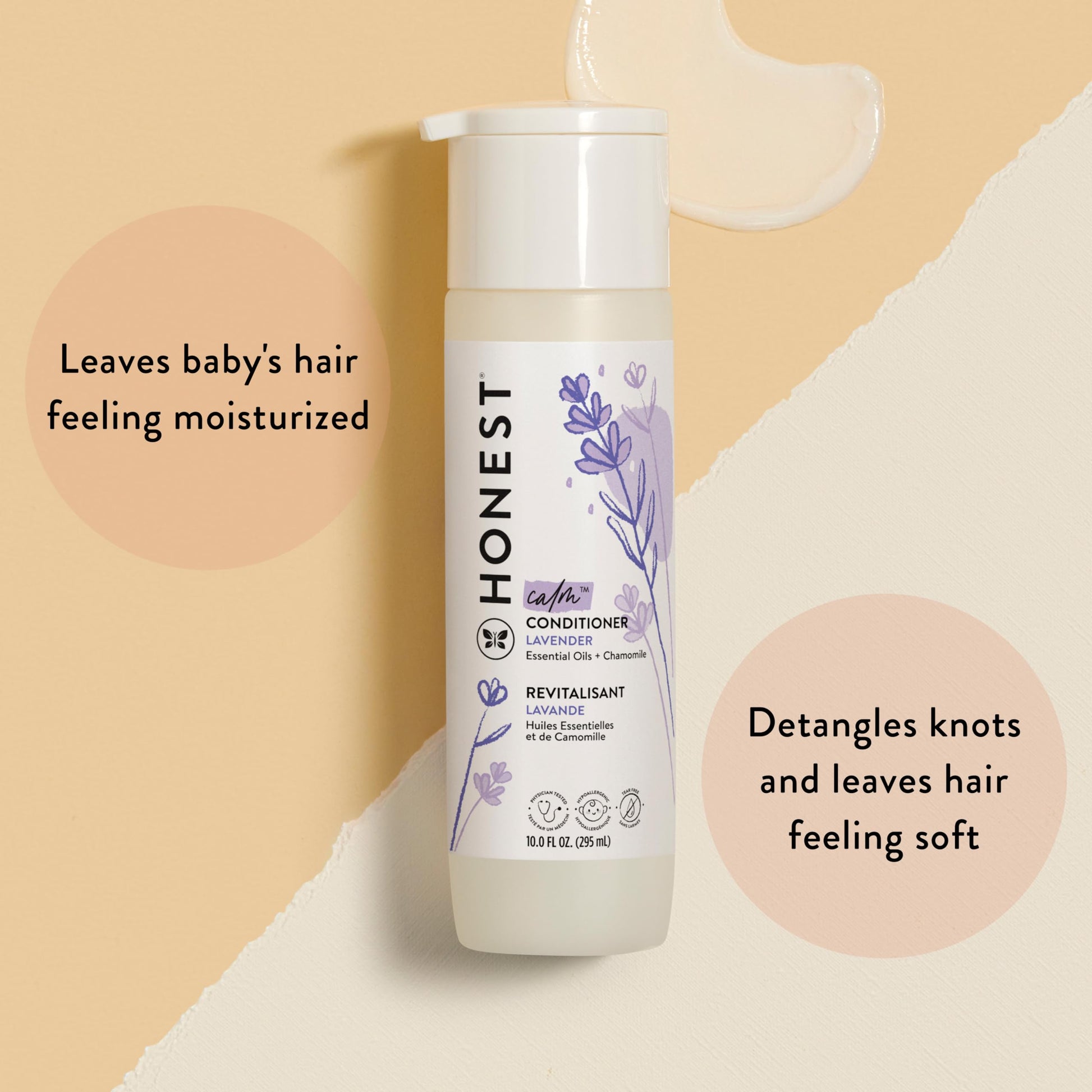 The Honest Company Silicone-Free Conditioner & 2-in-1 Cleansing Shampoo + Body Wash Duo | Gentle for Baby | Naturally Derived | Lavender Calm, 20 fl oz