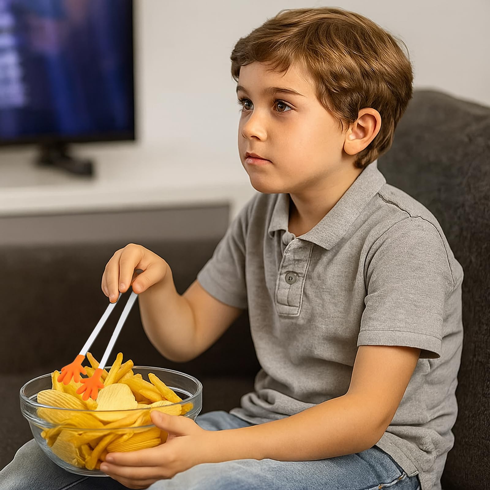 Shindel Small Tongs, 5.1 Inch Mini Tongs for Kids, Cute Kitchen Gadgets for Serving Candy, Appetizers, Snack, Chip, Pickle, Fruit, Ice Cube, Great for Fine Motor