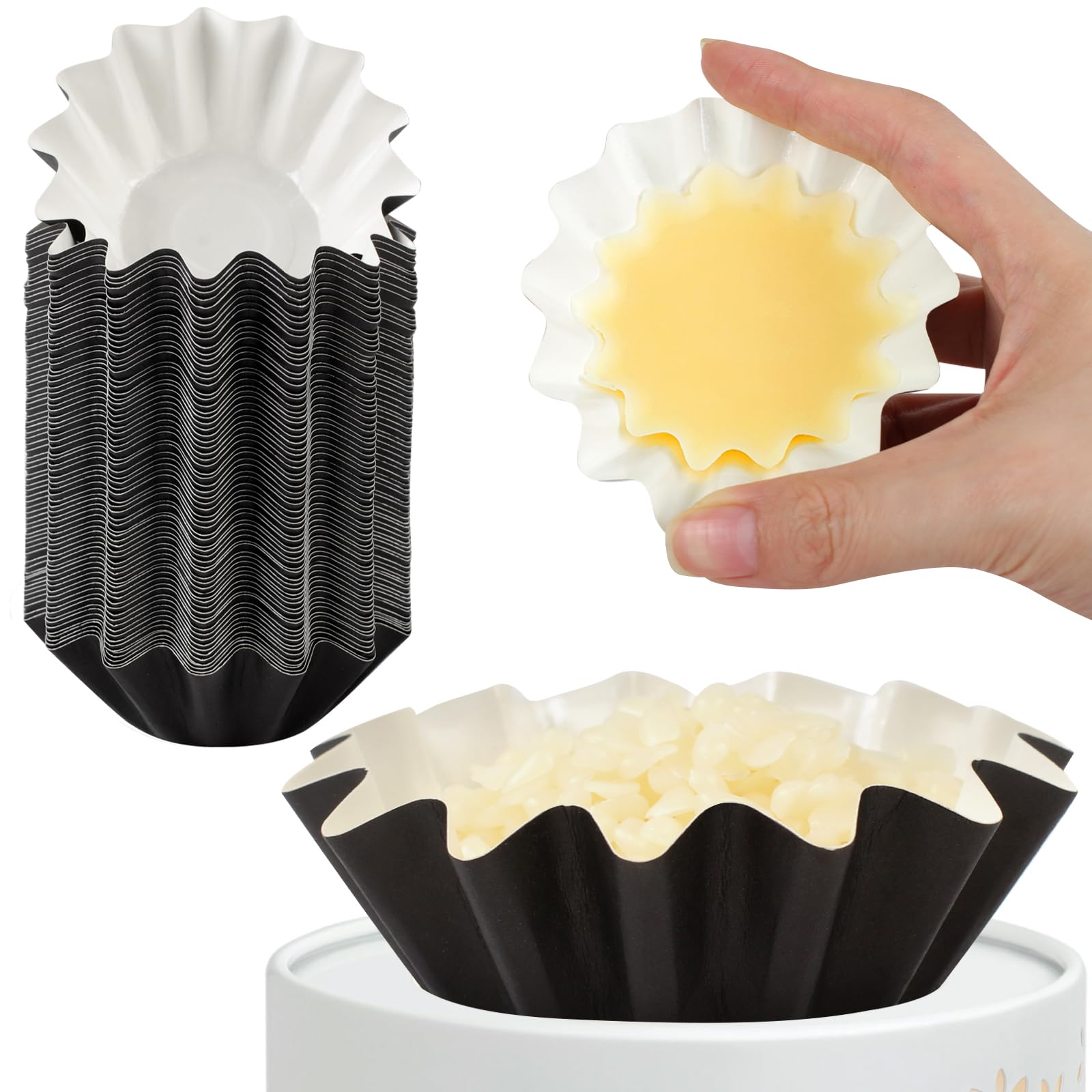 Ninsula 70P Wax Melt Liners, Reusable Wax Warmer Liners for Any Wax Cubes, Leakproof Wax Melt Cups for Scented Candle, Plug in Warmers, Electric Wax Melters and Wax Burner(Black)