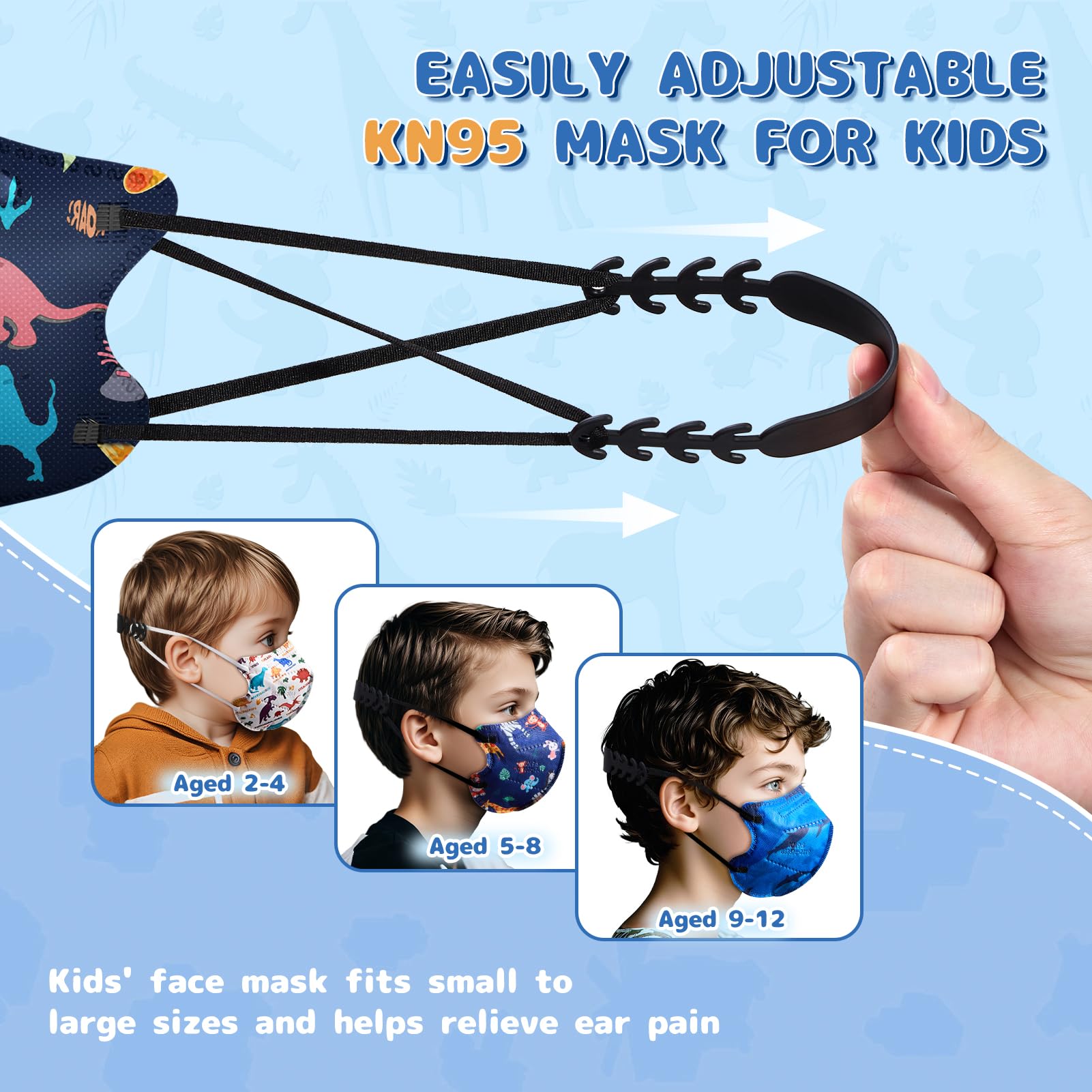 FENFEN Kids KN95 Face Mask Disposable - Kid KN 95 Masks Children Small Size Breathable Boys Kids KN95 Mask Mascaras KN95 Para Niños 50 Pack
