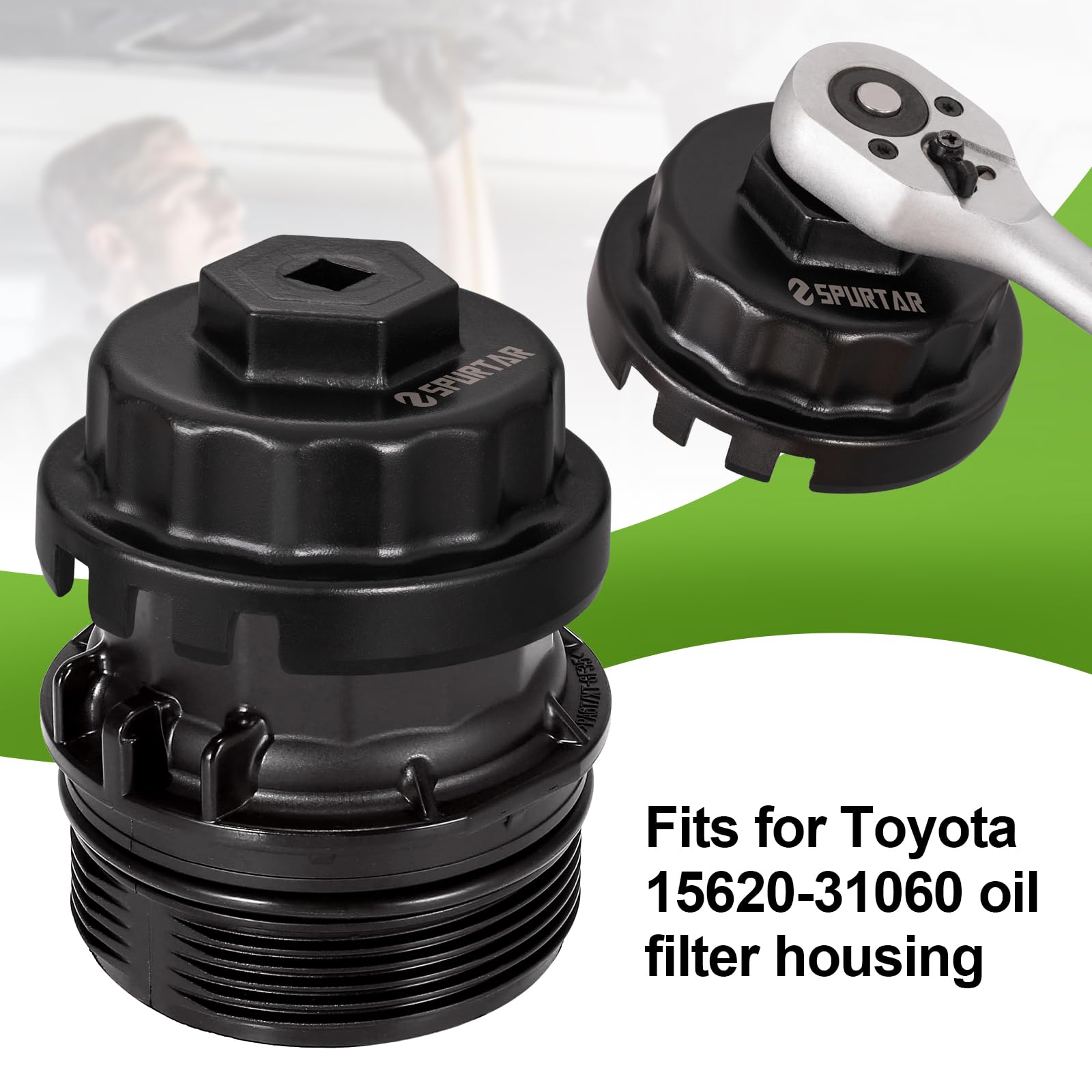 Spurtar Oil Filter Wrench for Toyota Cap Style Oil Filter Removal Tool 64mm for Lexus, Camry, 4 Runner, RAV4, Tundra, Tacoma, Highlander, Sienna, Sequoia, Avaion, Venza 2.5-5.7L Engine