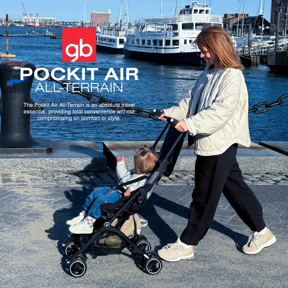 gb Pockit Air All Terrain Ultra Compact Lightweight Travel Stroller with Breathable Fabric in Velvet Black