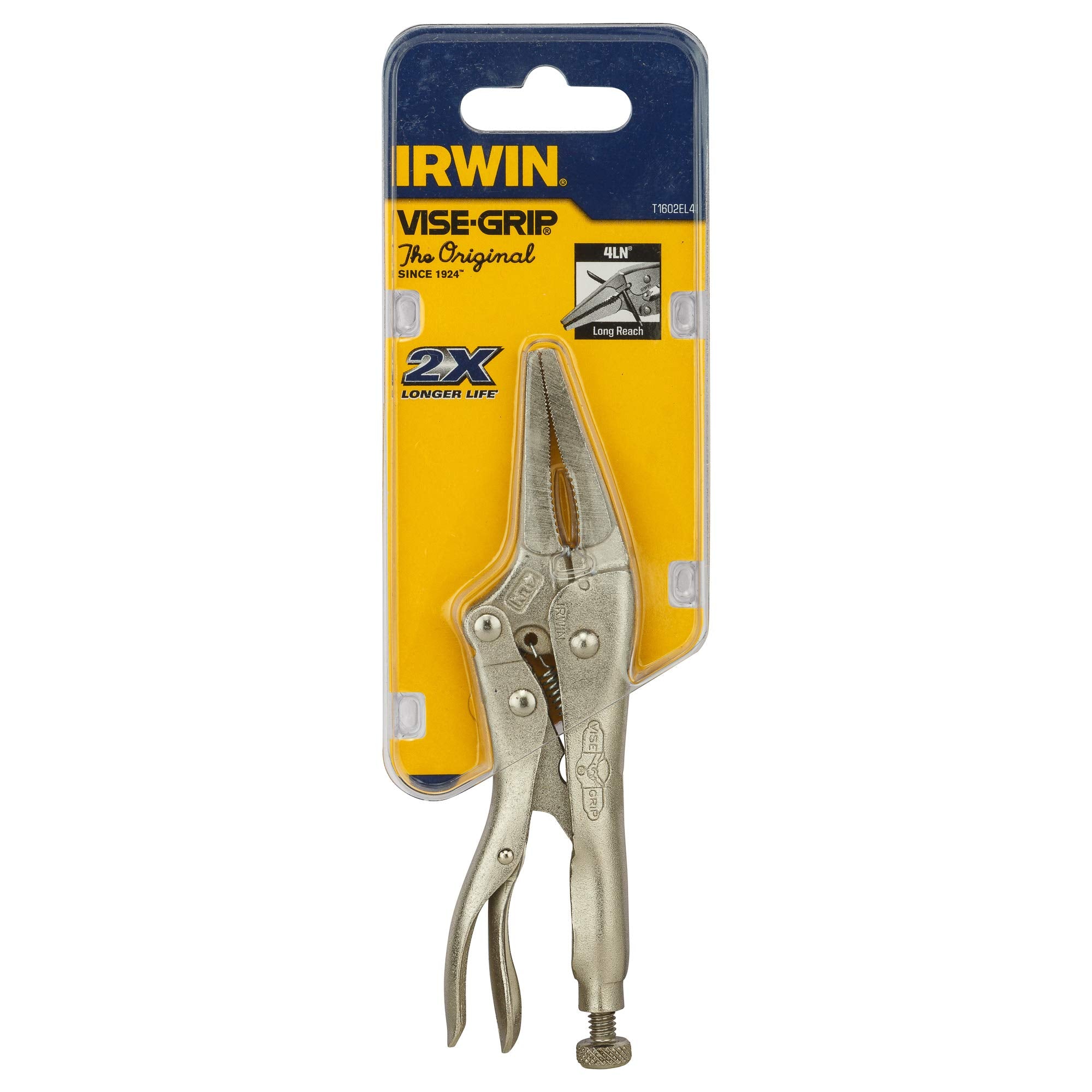 IRWIN VISE-GRIP Original Locking Pliers, Long Nose, 4-Inch (1602L3), 100mm