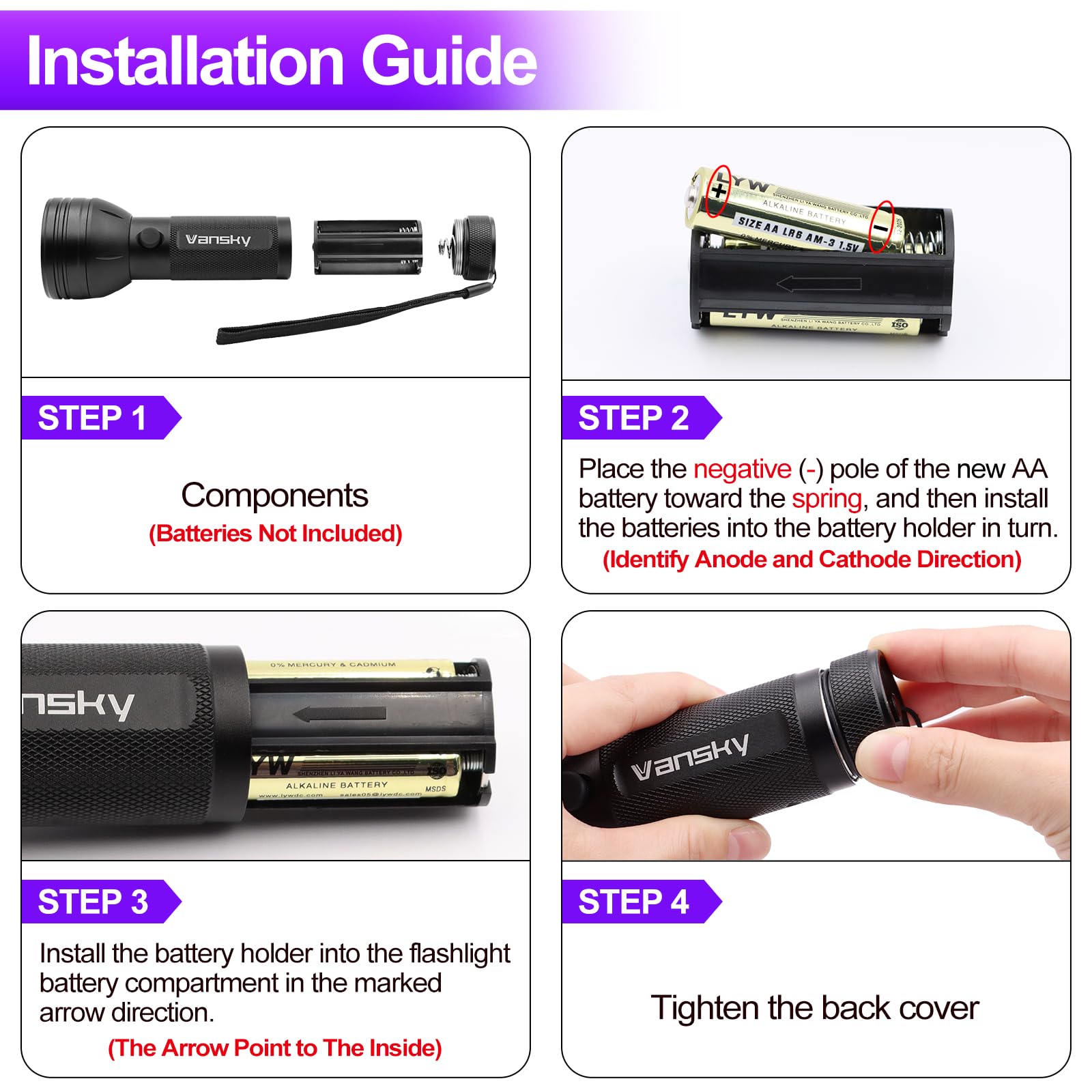 Vansky UV Flashlight Black Light, 51 LED Blacklight Pet Urine Detector for Dog/Cat Urine, Dry Stains, Bed Bug, Resin Curing, Scorpions Finder