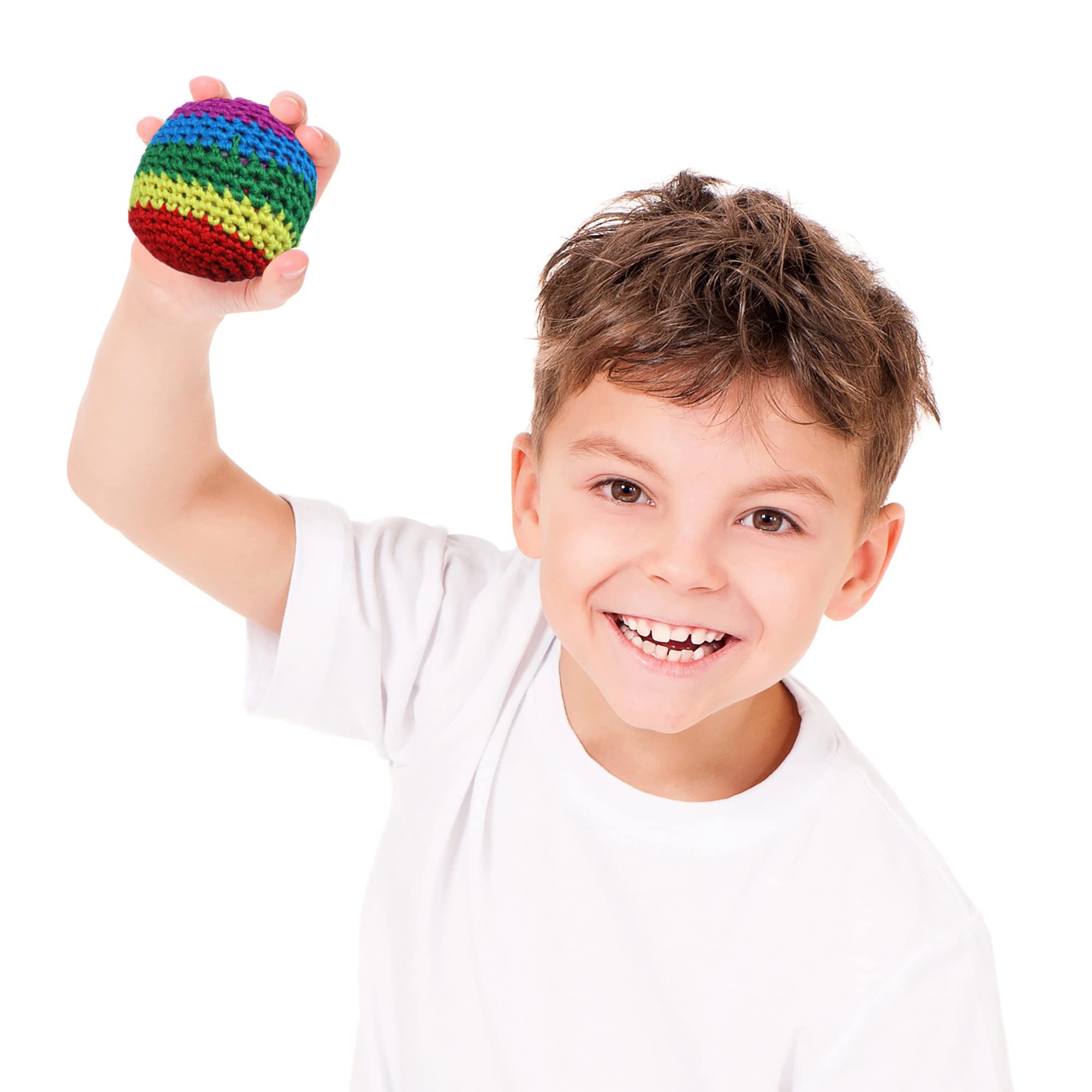 Blulu 5 Pieces Funny Hacky Ball Sacks Assoerted Colors Woven Kickball Soft Knitted Kick Balls for Children and Beginners
