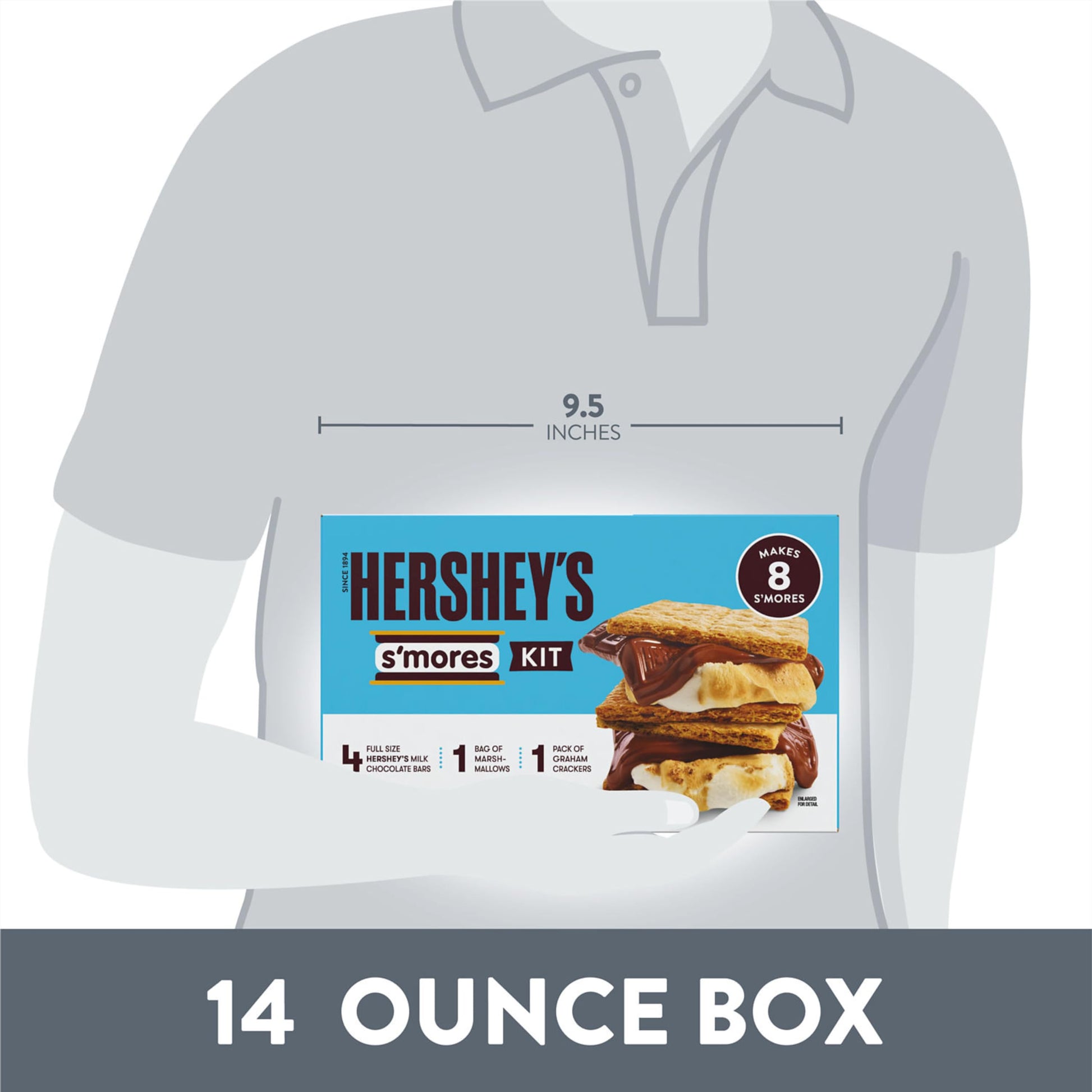 HERSHEY'S S'mores Kit Box with Graham Crackers, Chocolate & Marshmallows, 14 oz, Makes 8 S'mores