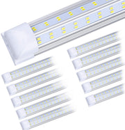 (10-Pack) 8ft LED Shop Light Fixture, 120W 19000LM 6000K, Cold White, V Shape, Clear Cover, Hight Output, Linkable Shop Lights, T8 LED Tube Lights, LED Shop Lights for Garage 8 Foot with Plug