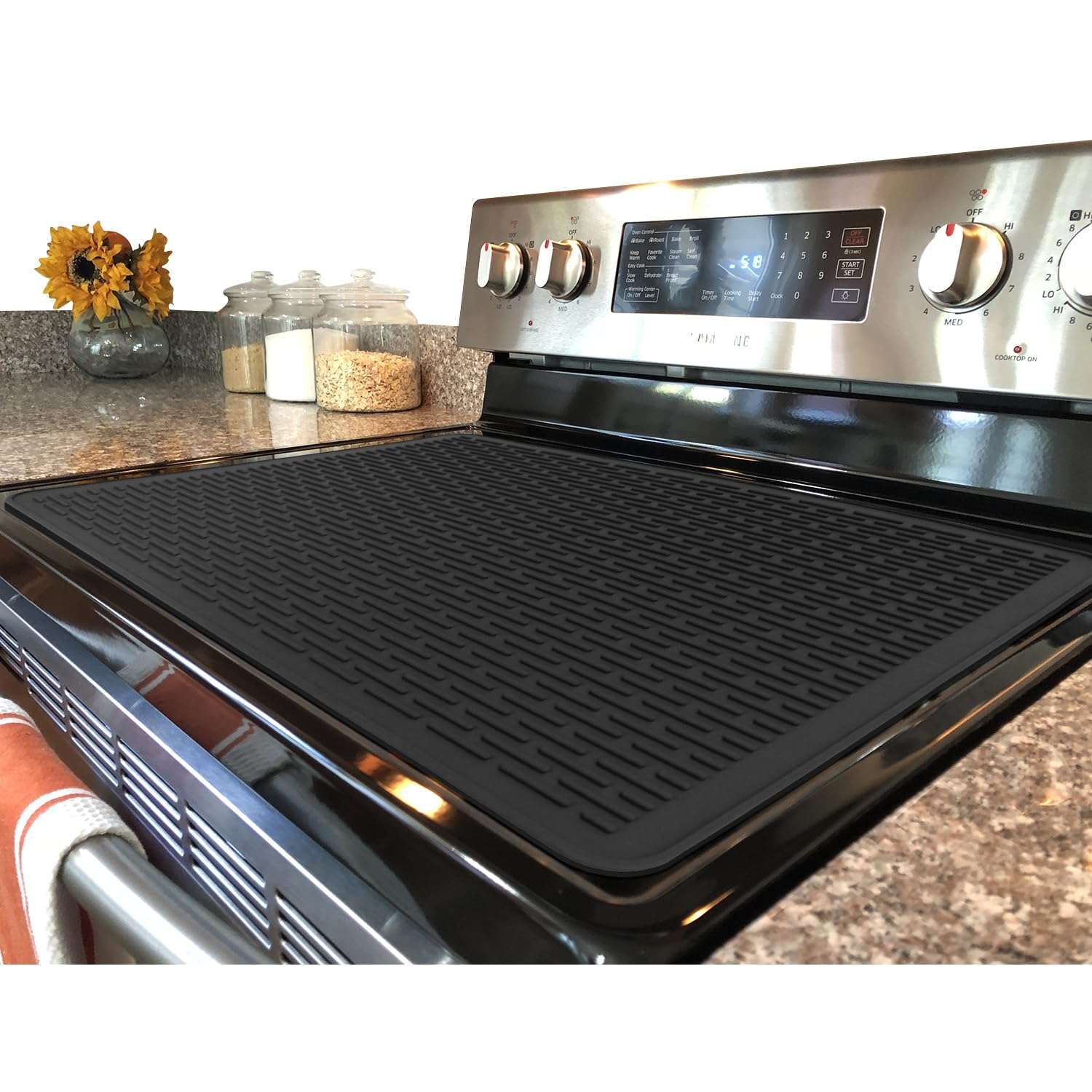 Stove Top Cover for Electric Stove - Silicone Stove Mat for Glass Top Stove, Glass Cooktop Protector, XL Dish Drying Mats For Kitchen, Range Covers for Electric Stove (Gray, 28 x 20)