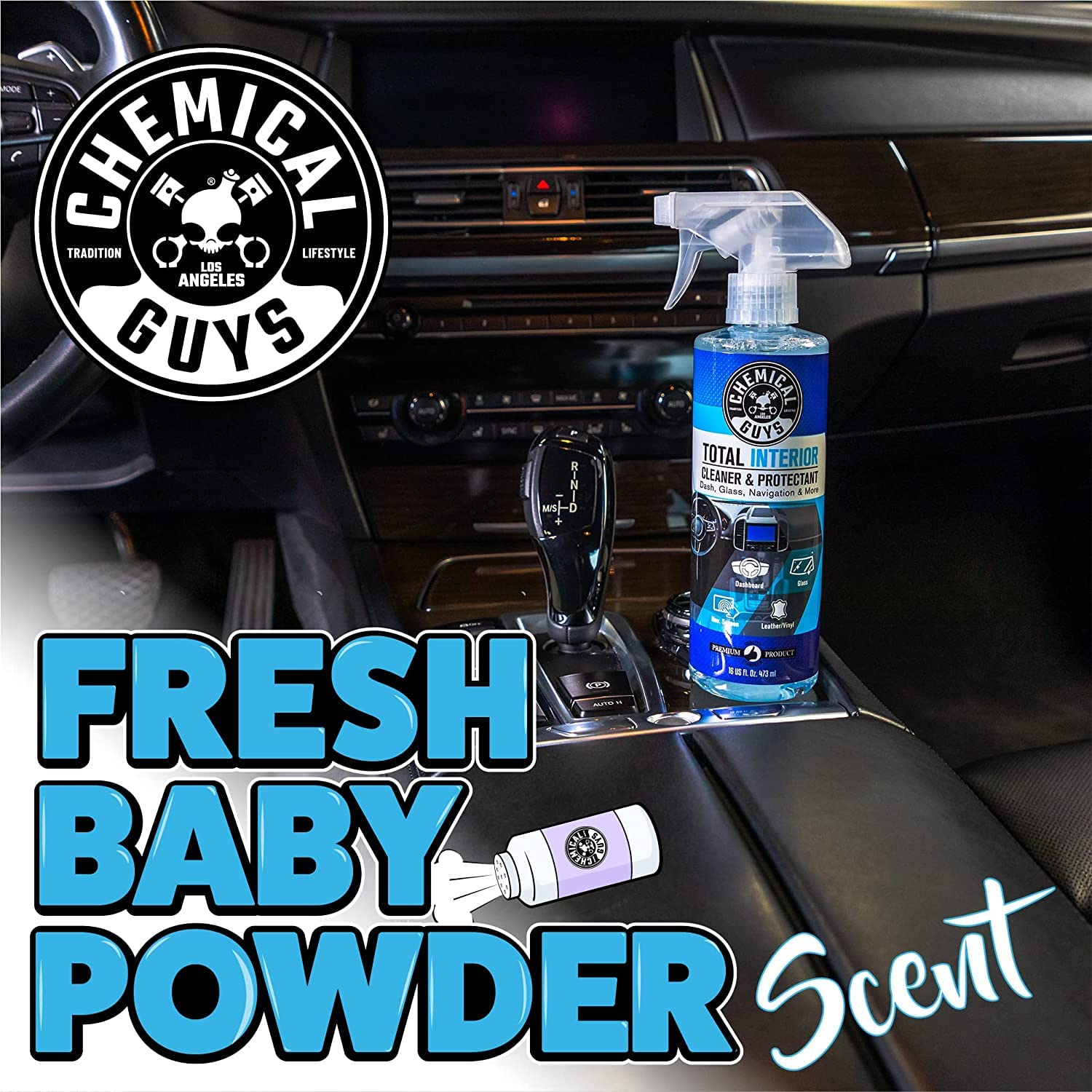 Chemical Guys Total Interior Cleaner & Protectant, Cleans & Protects Leather, Vinyl, Plastic, Rubber & Glass Streak-Free Finish for Cars, Trucks, SUVs, RVs & More - 16 oz
