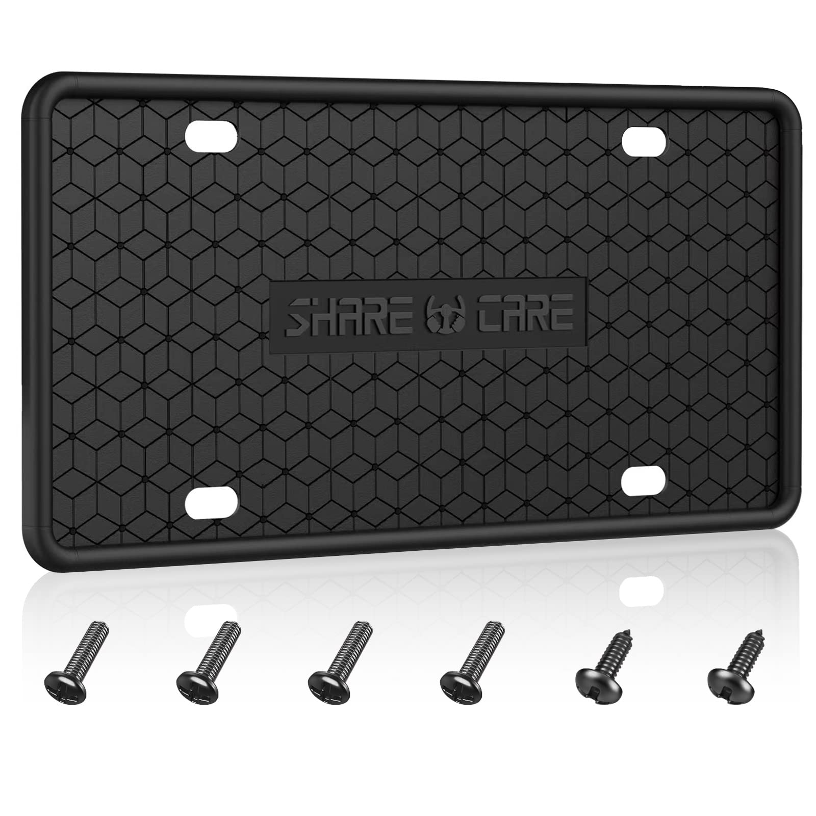 QiqaMole 2 Pack Silicone License Plate Frame, Front Back License Plate Cover, License Plate Bracket Holder Rust-Proof Rattle-Proof Weather-Proof for US CA Standard Car & 2Pcs Water Coaster (Black)