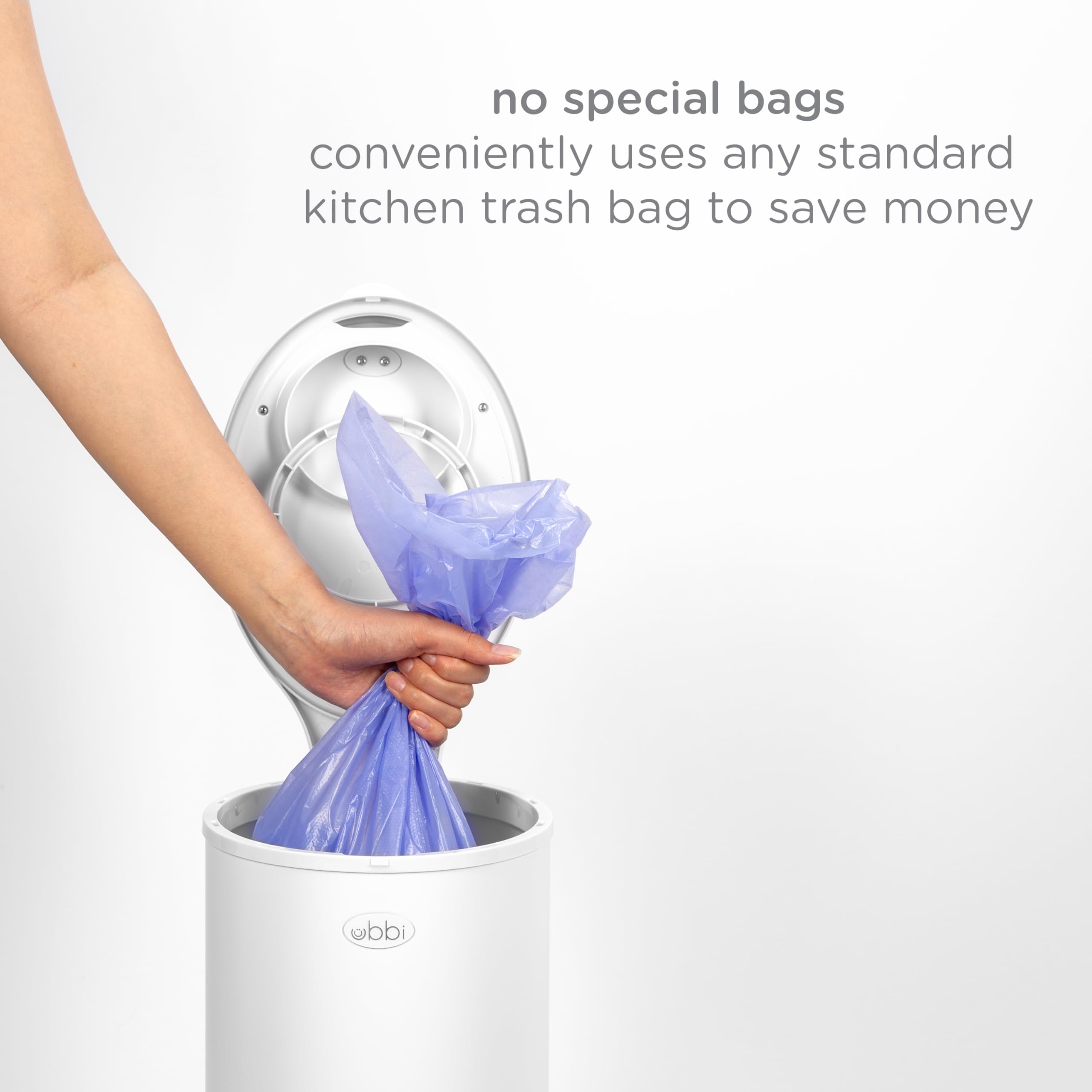 Ubbi Steel Diaper Pail, Odor Locking, No Special Bag Required, Award-Winning, Registry Must-Have, White