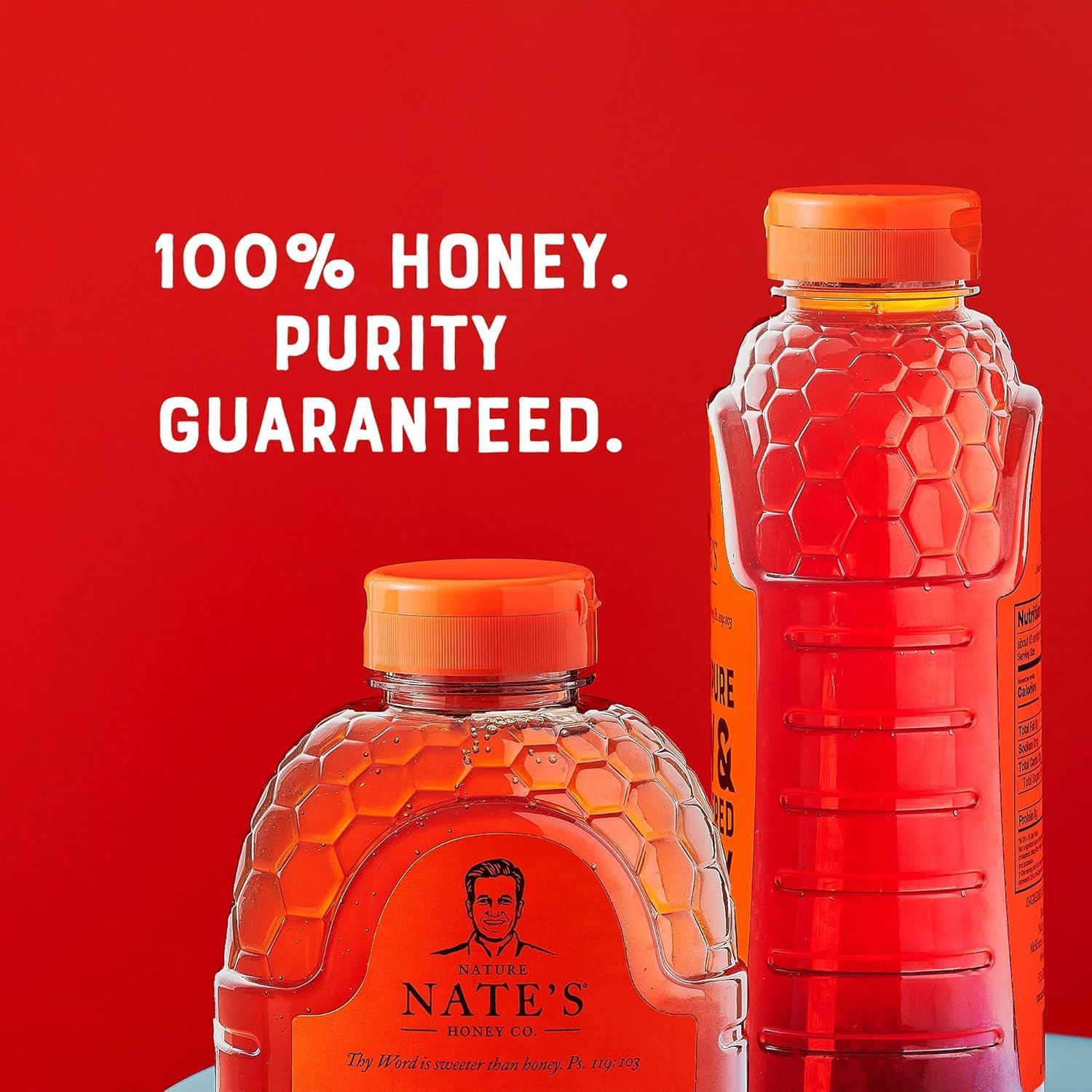 Nate's 100% Pure, Raw & Unfiltered Honey - Award-Winning Taste, 16 oz. Squeeze Bottle