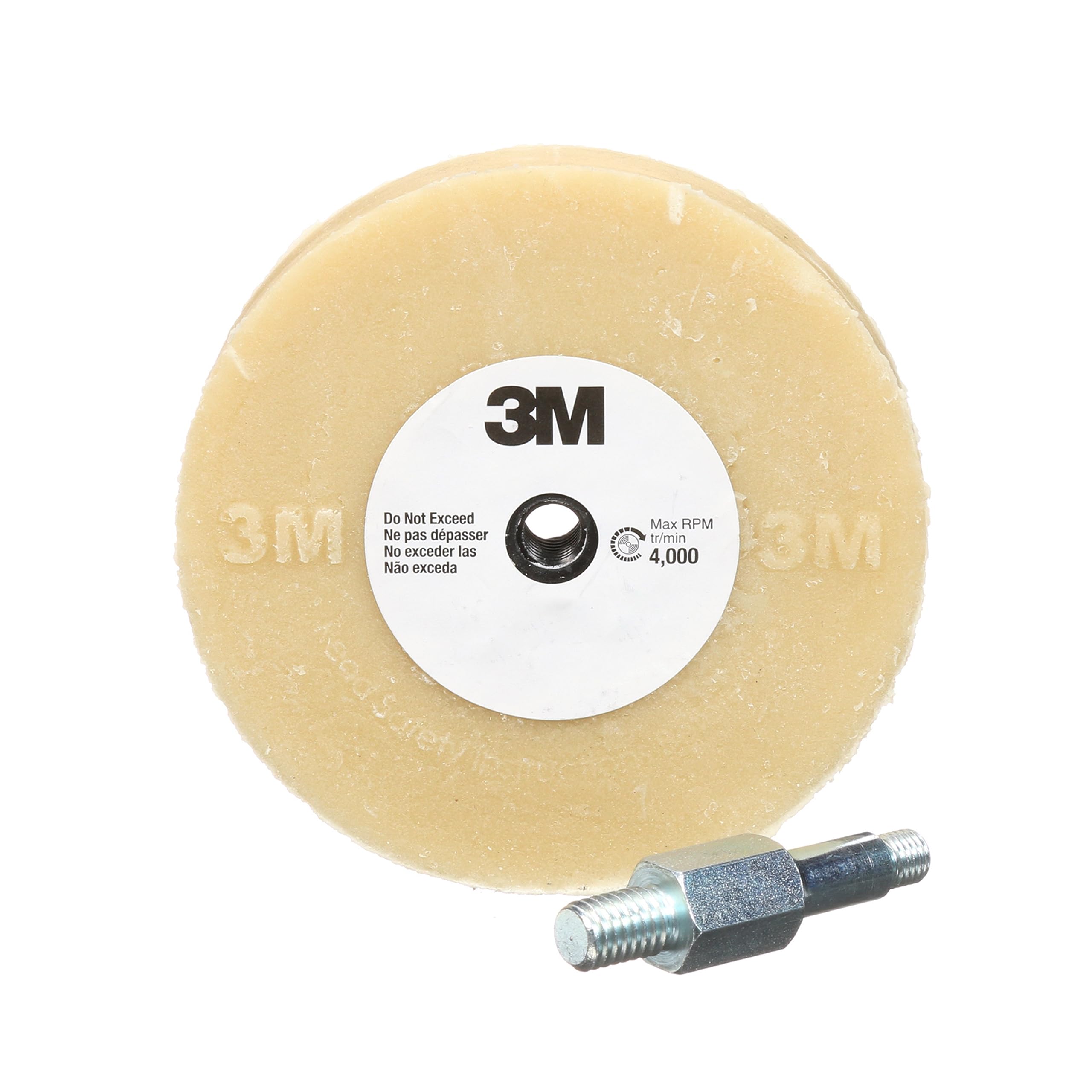 3M Stripe Off Wheel Adhesive Remover Eraser Wheel Removes Decals, Stripes, Vinyl, Tapes and Graphics 4" diameter x 5/8" thick 3/8-16 threaded mandrel 07498 Pack of 1
