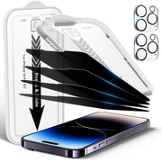 EZ-GLAZ-4 Pack Privacy Screen Protector for iPhone 14 Pro[6.1 inches] With 2 Pack Camera Lens Protector, [Drop Protection] 9H Hardness Scratch Resistant Tempered Glass Film, Easy to install