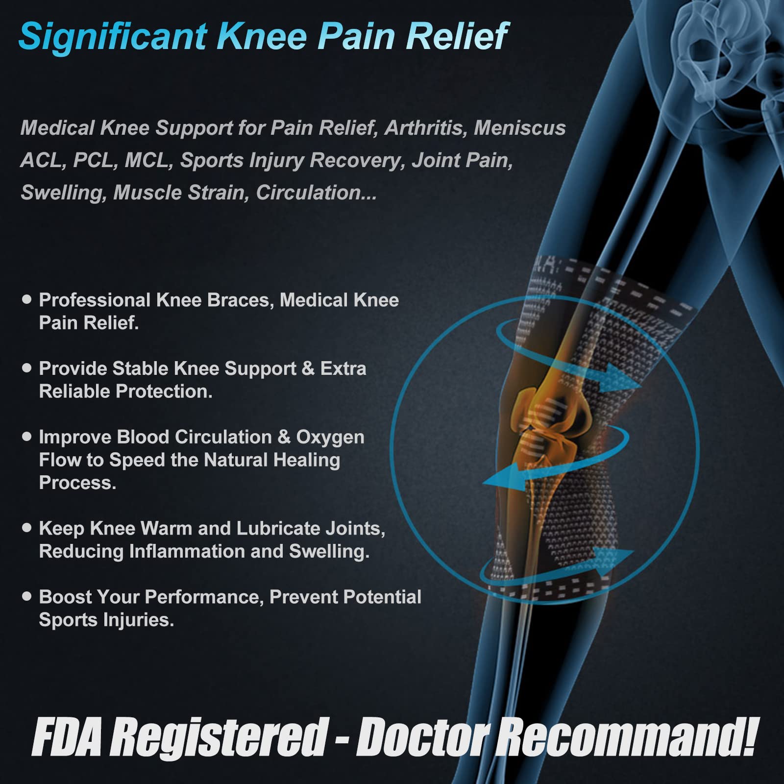 NEENCA Professional Knee Brace for Pain Relief, Medical Knee Support with Patella Pad & Side Stabilizers, Compression Knee Sleeve for Meniscus Tear, ACL, Joint Pain, Runner, Workout - FSA/HSA Eligible