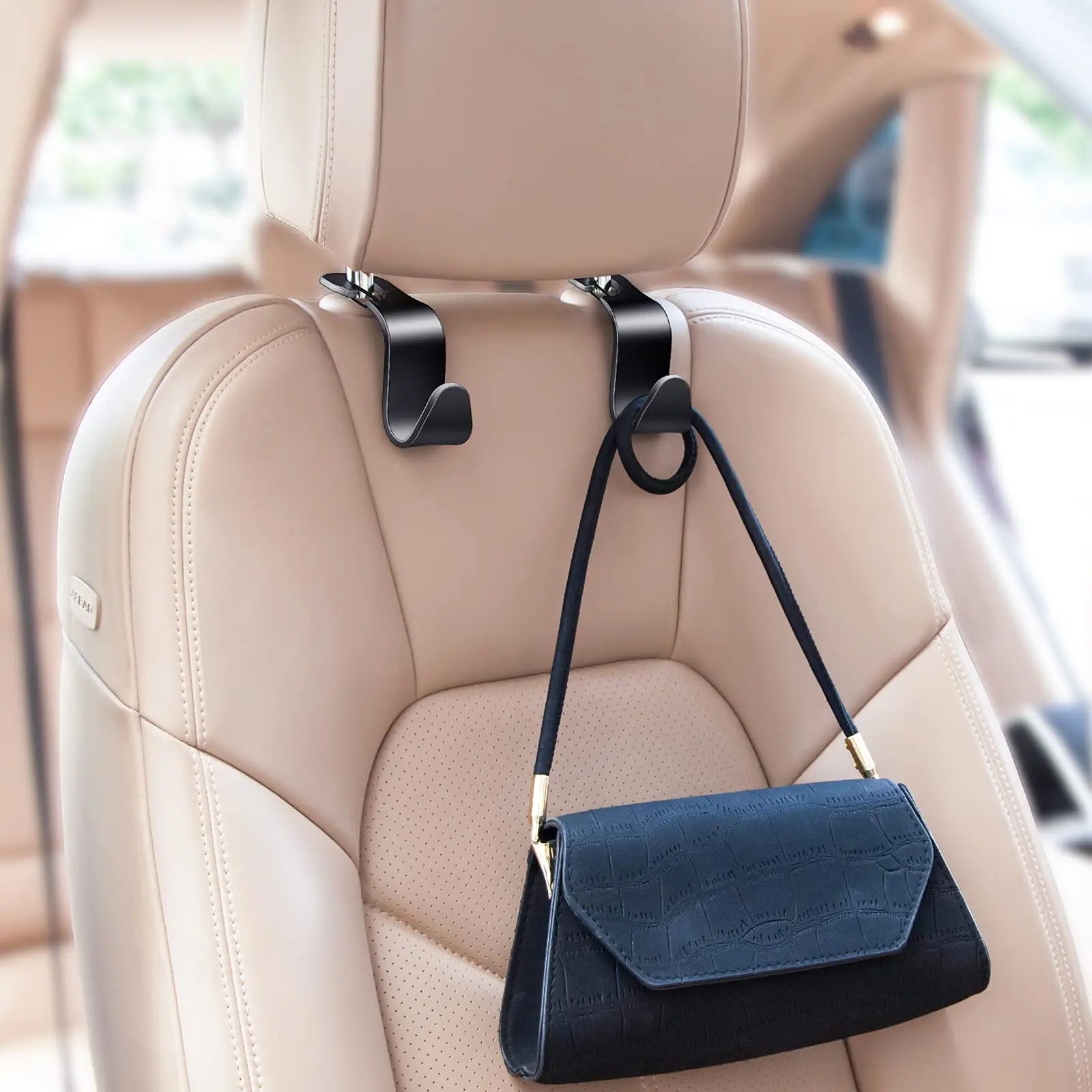 4 Pack Car Back Seat Headrest Hook Hanger for Purse Grocery Bag Handbag Hat