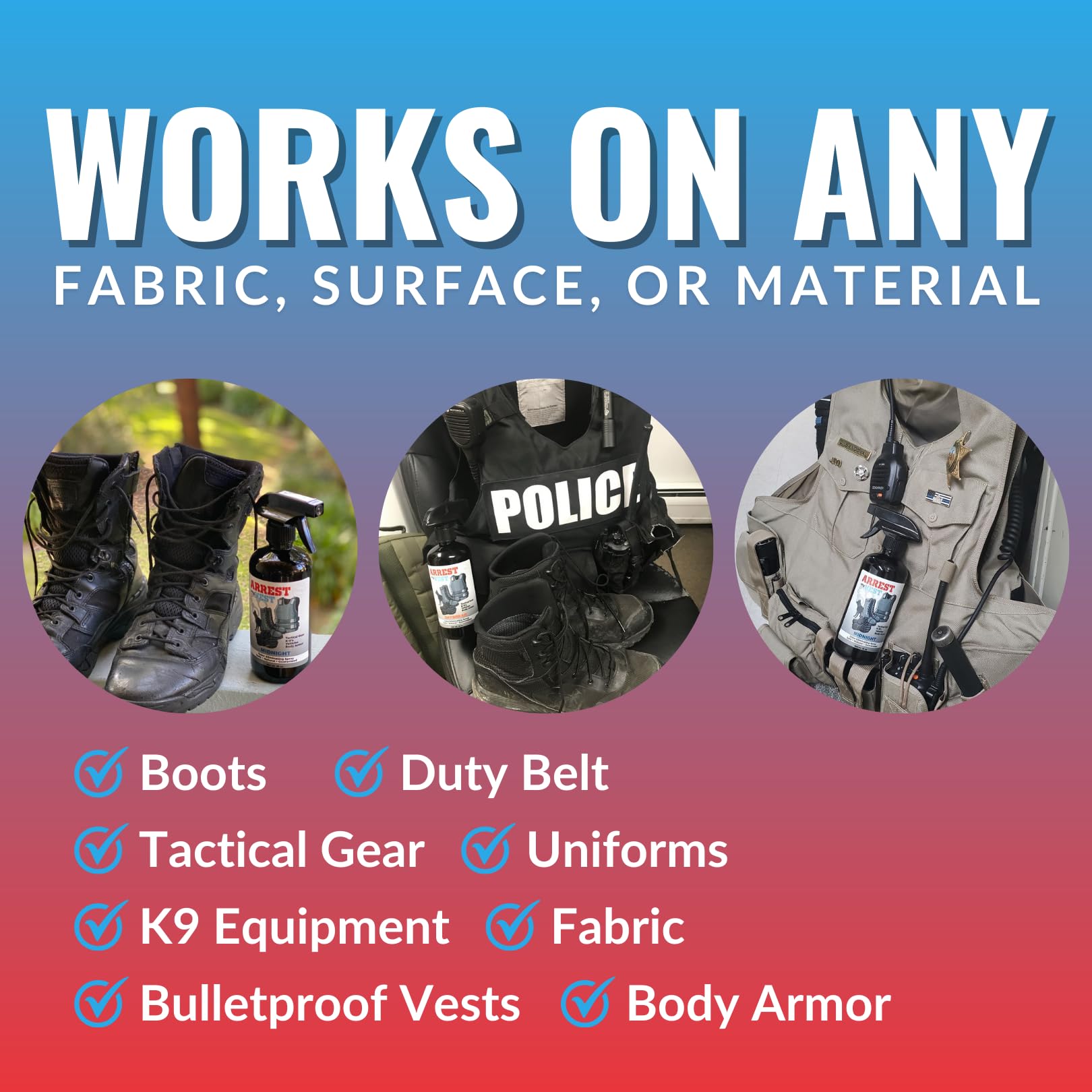 Arrest My Vest Military and Police Grade Odor Eliminating Spray for Body Armor Odor, Tactical Gear. Safe on K9's. Safe on All Ballistic Vests and Fabrics - Midnight Fragrance - 2 16 oz Bottles