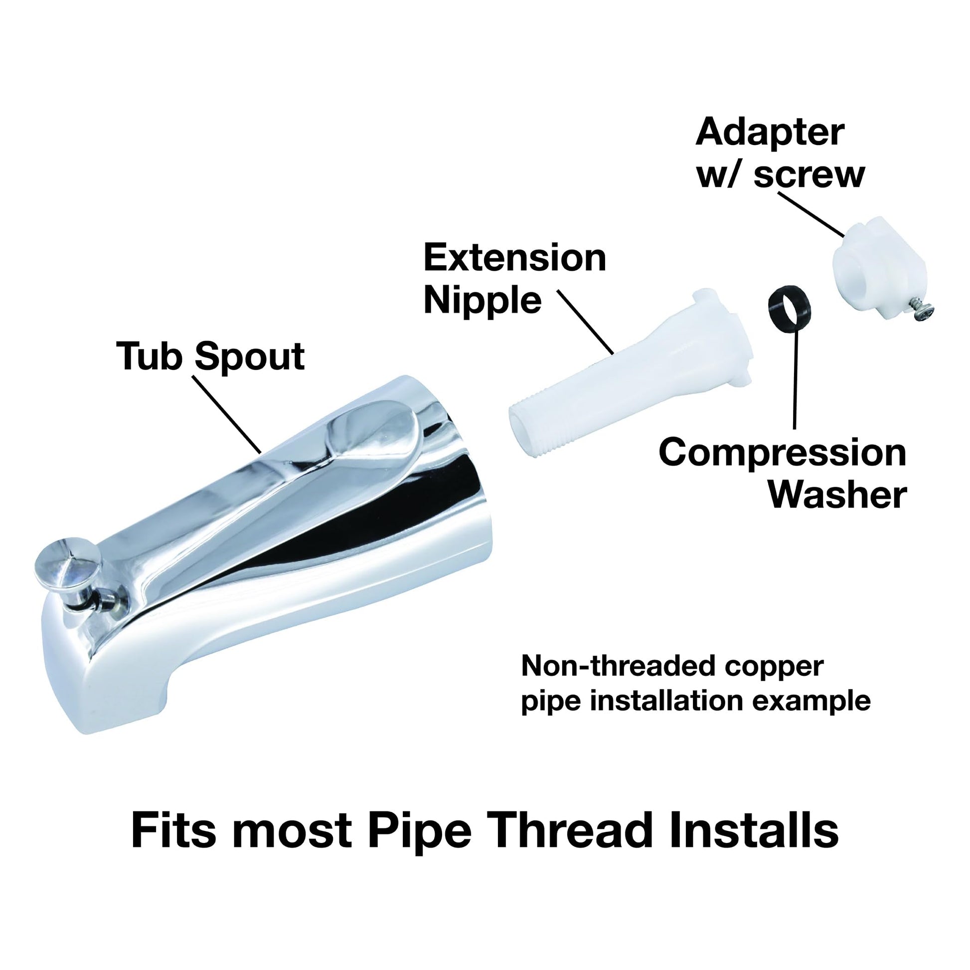 DANCO (88703) Tub Spout with Diverter, Chrome Finish, Metal, 1-Pack