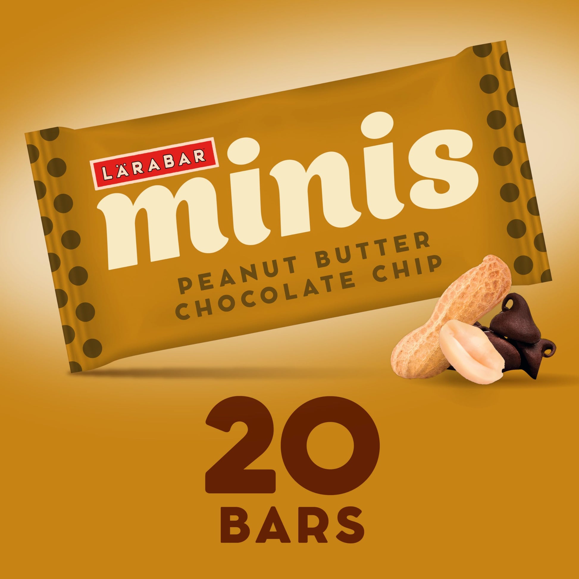 Larabar Peanut Butter Chocolate Chip Mini Bars, Gluten Free Vegan, 20 ct