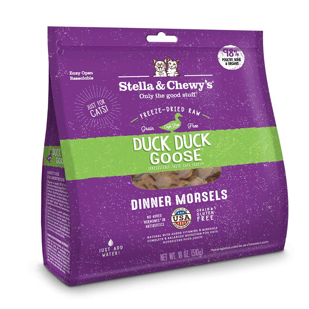 Stella & Chewy's Freeze-Dried Raw Duck Duck Goose Dinner Morsels Cat Food, 18 oz. Bag (CAT-FDD-18)