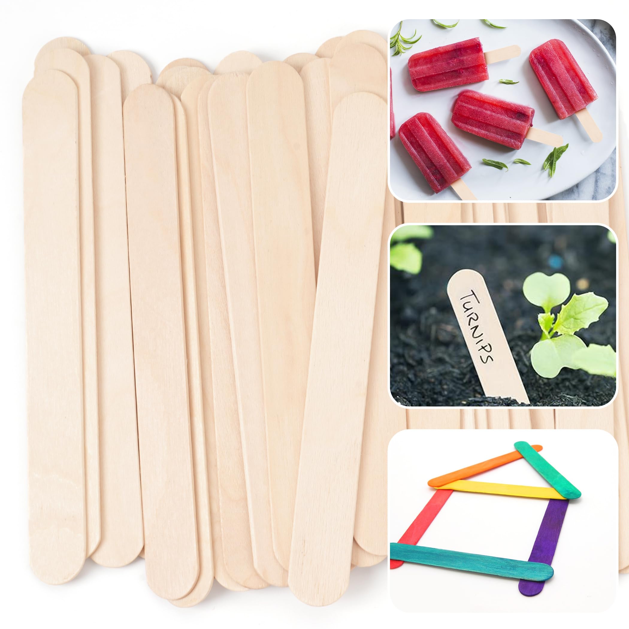 1200 Pieces Large Wooden Wax Sticks, 6-Inch Wood Waxing Sticks Wax Spatulas Applicator, Wood Craft Sticks for Body Hair Removal, Tongue Depressors, Popsicle Sticks