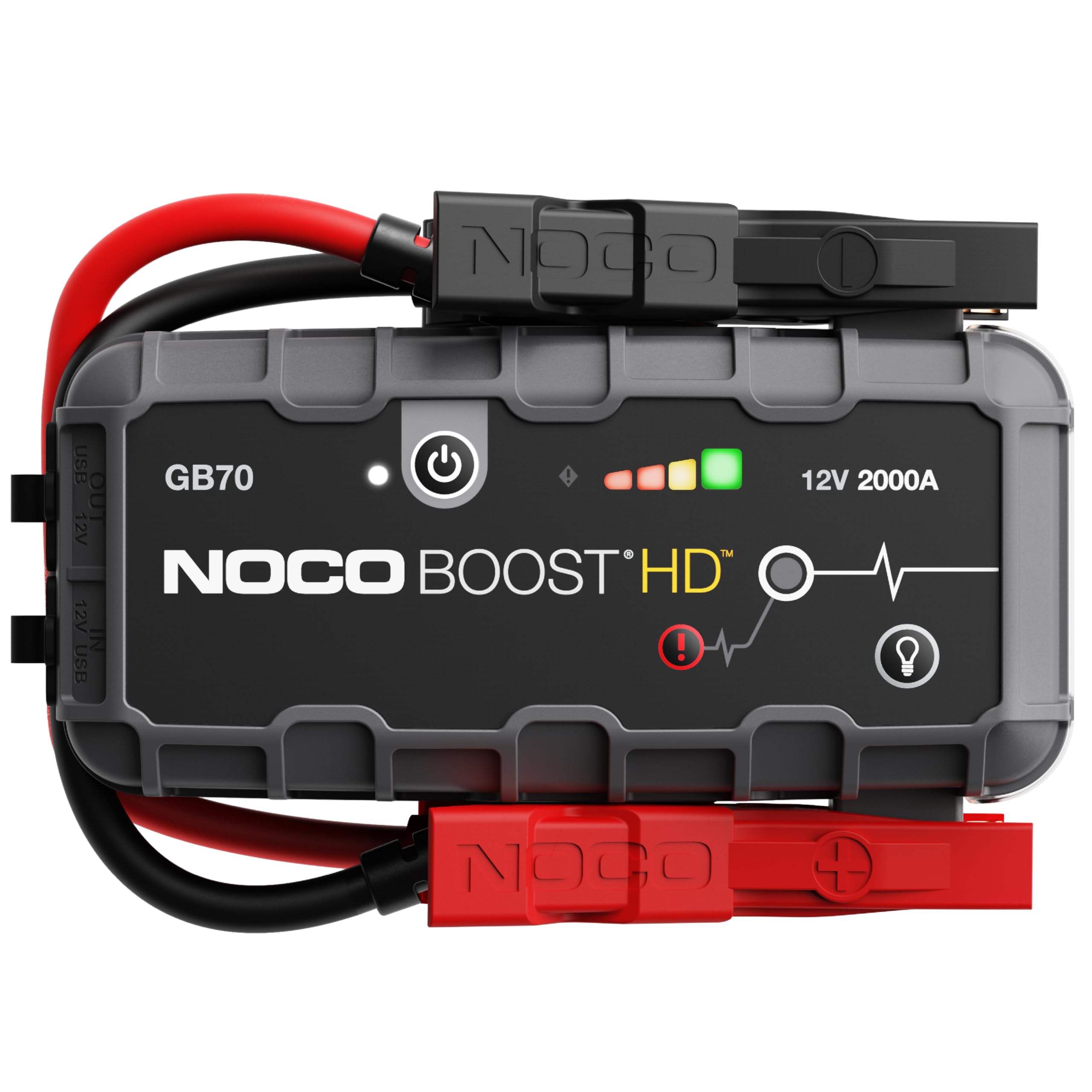 NOCO Boost GB70: 2000A UltraSafe Jump Starter - 12V Lithium Battery Booster Pack, Portable Jump Box, Power Bank & Jumper Cables - for 8.0L Gas and 6.0L Diesel Engines