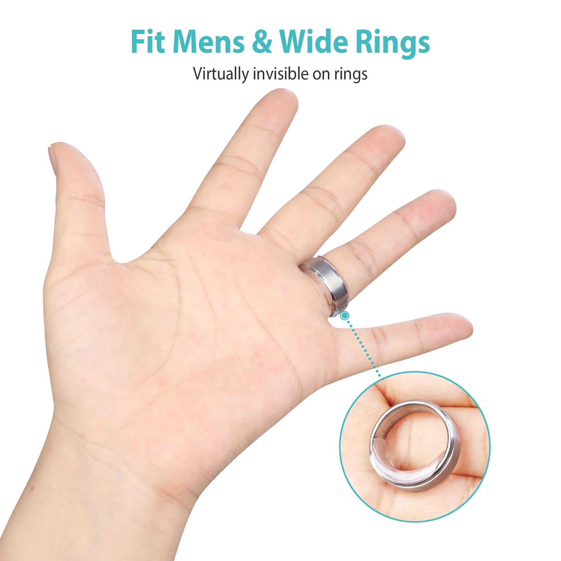 Invisible Ring Size Adjuster for Loose Rings Ring Adjuster Fit Wide Rings with Jewelry Polishing Cloth