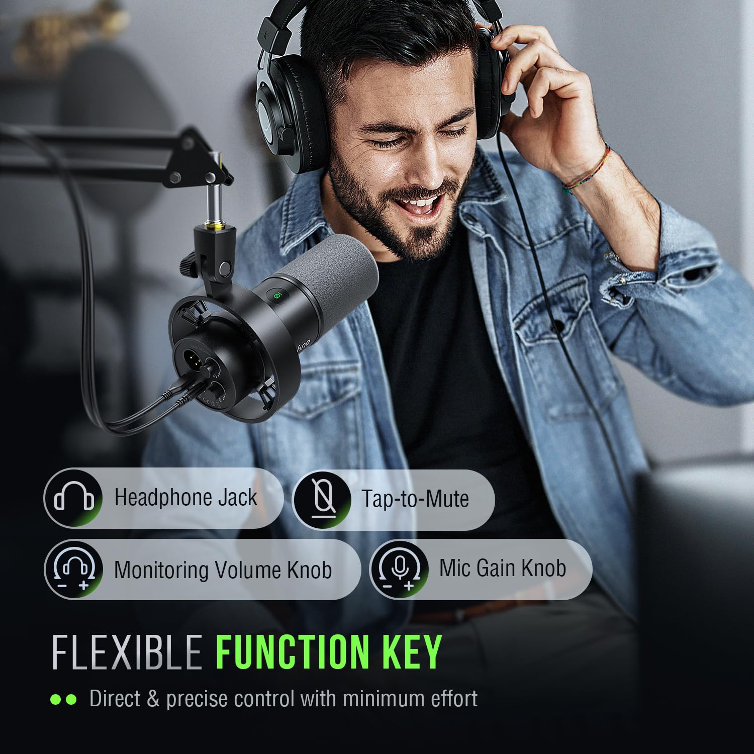 FIFINE Dynamic Microphone, XLR/USB Podcast Recording PC Microphone for Vocal Voice-Over Streaming, Studio Metal Mic with Mute, Headphone Jack, Monitoring Volume Control, Windscreen-Amplitank K688