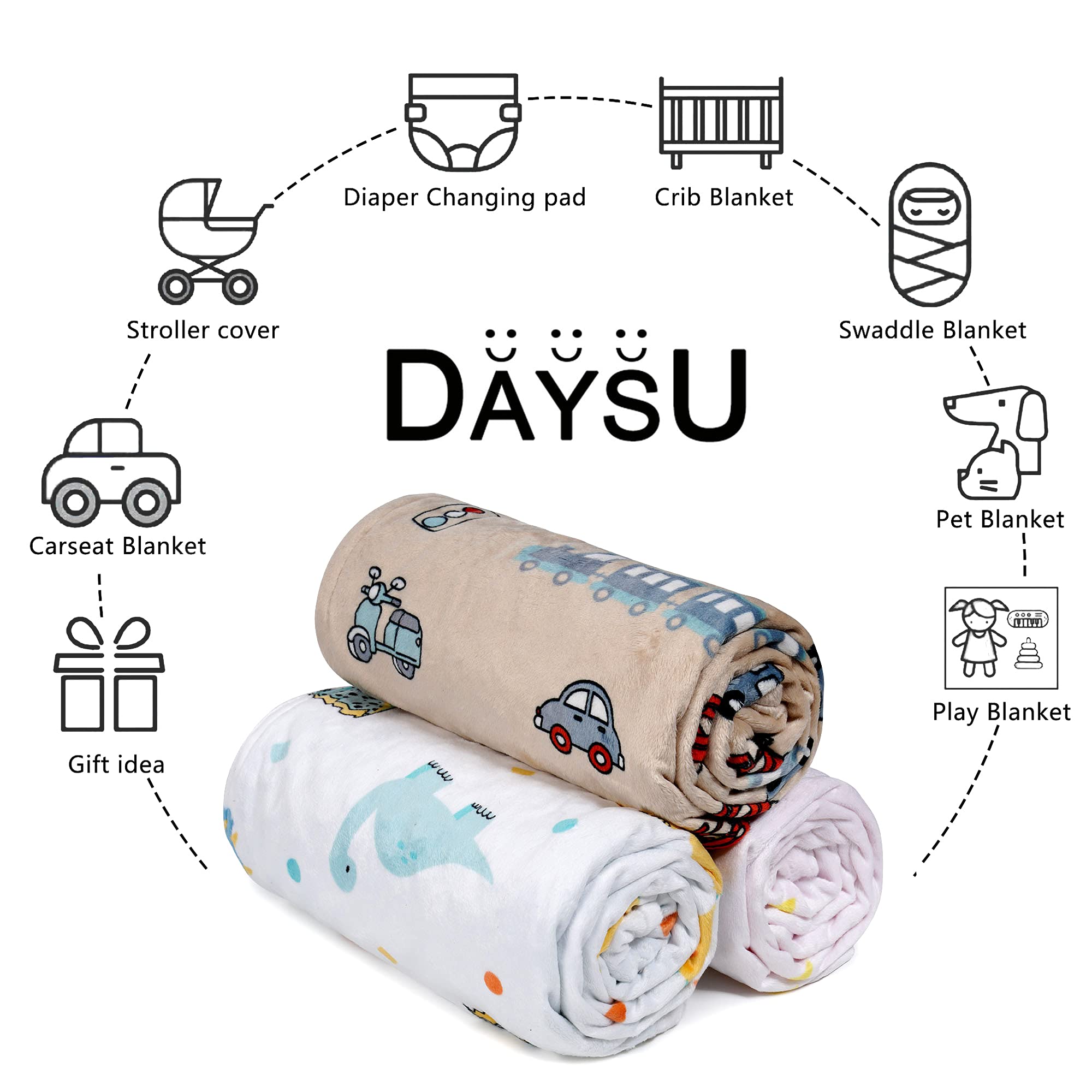 DaysU Silky Micro Soft Plush Baby Blankets for Girls with Print Animal Pattern and Soothing Raised Dots, Double Layer Bed Throws for Baby Crib, Elephant, Pink, 30x40 Inches