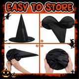 Halloween Witch Hats for Halloween Decoration, 8PCS Black Witch Hats, 32PCS 3D Bats, Black Witch Hats Hanging, Witch Cap Accessory for Halloween