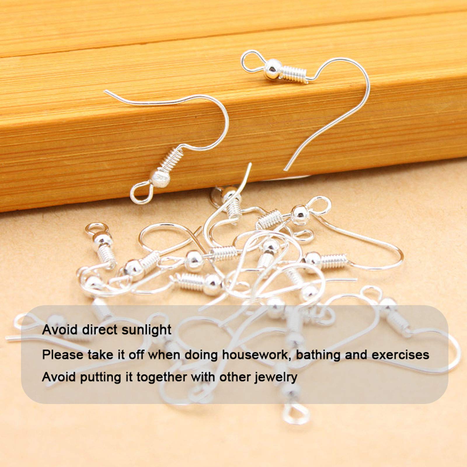 925 Sterling Silver Plated Earring Hooks 150 PCS/75 Pairs,Ear Wires Fish Hooks,500pcs Hypoallergenic Earring Making kit with Jump Rings and Clear Silicone Earring Backs Stoppers (Silver)