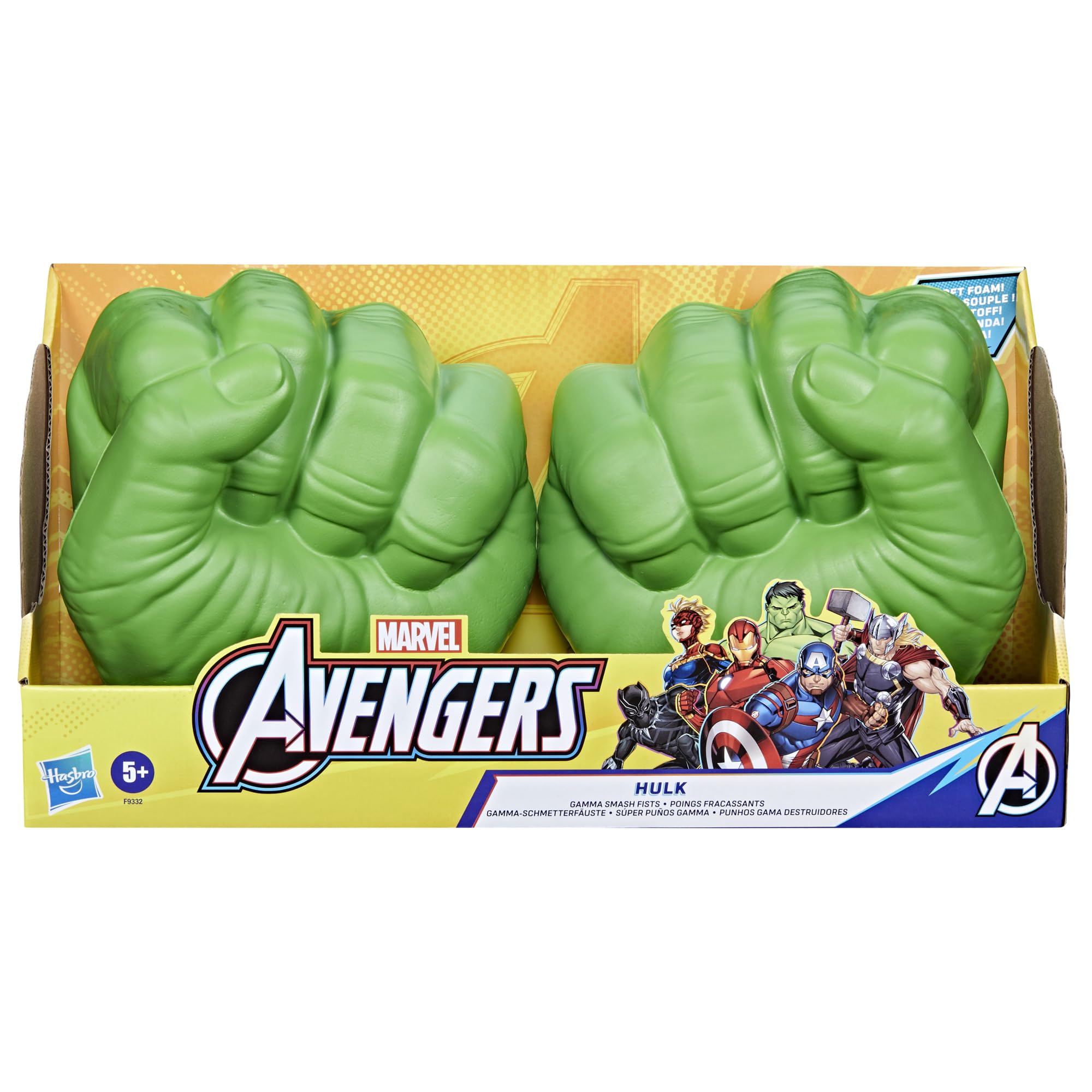 Marvel Hulk Gamma Smash Fists, Soft Foam Role Play Toy, Avengers Super Hero Toys for Kids Ages 5 and Up