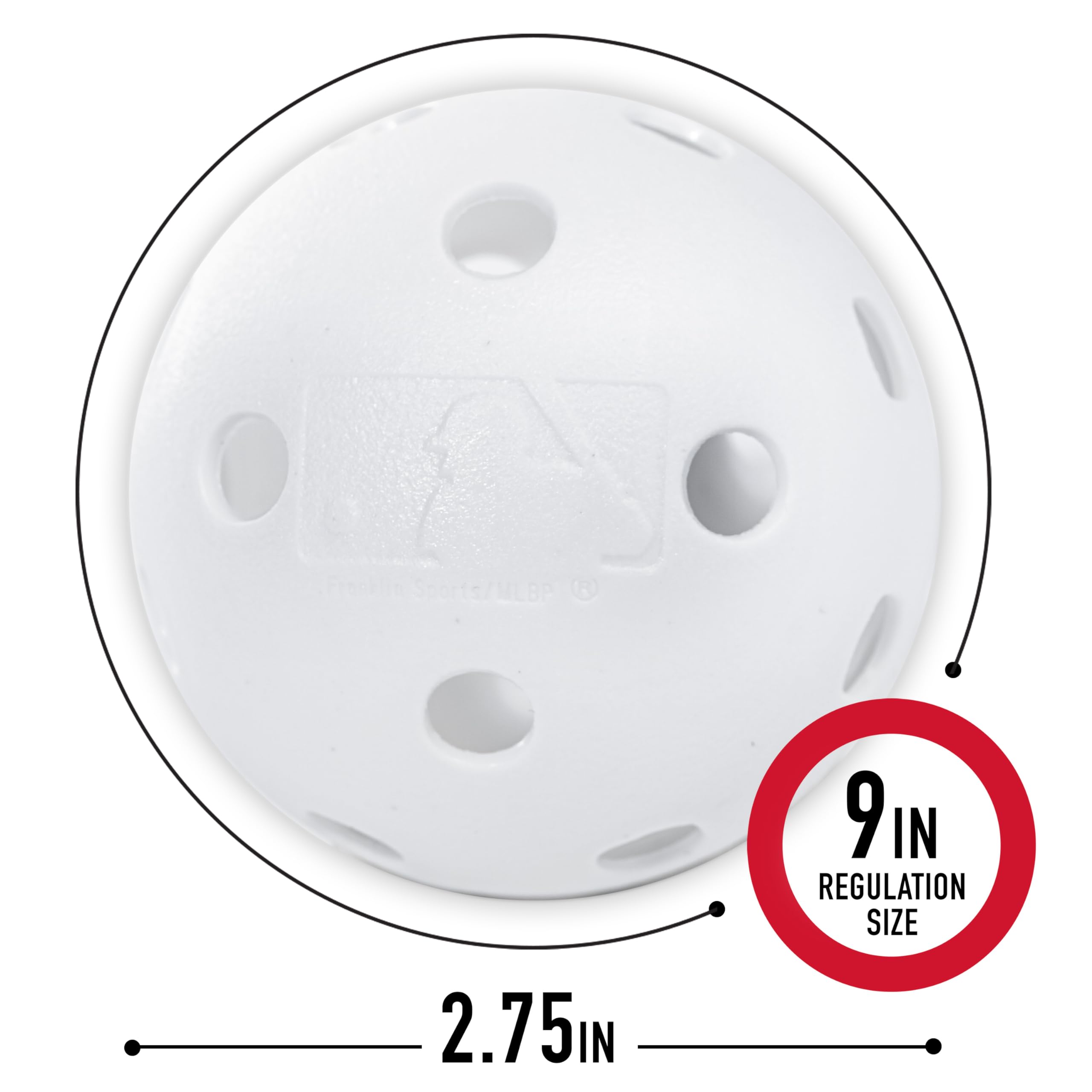 Franklin Sports Plastic Baseballs - MLB - Includes 8 Balls for Batting Practice or Backyard Baseball Play - Replacement Balls – 70mm Official Baseball Size - White