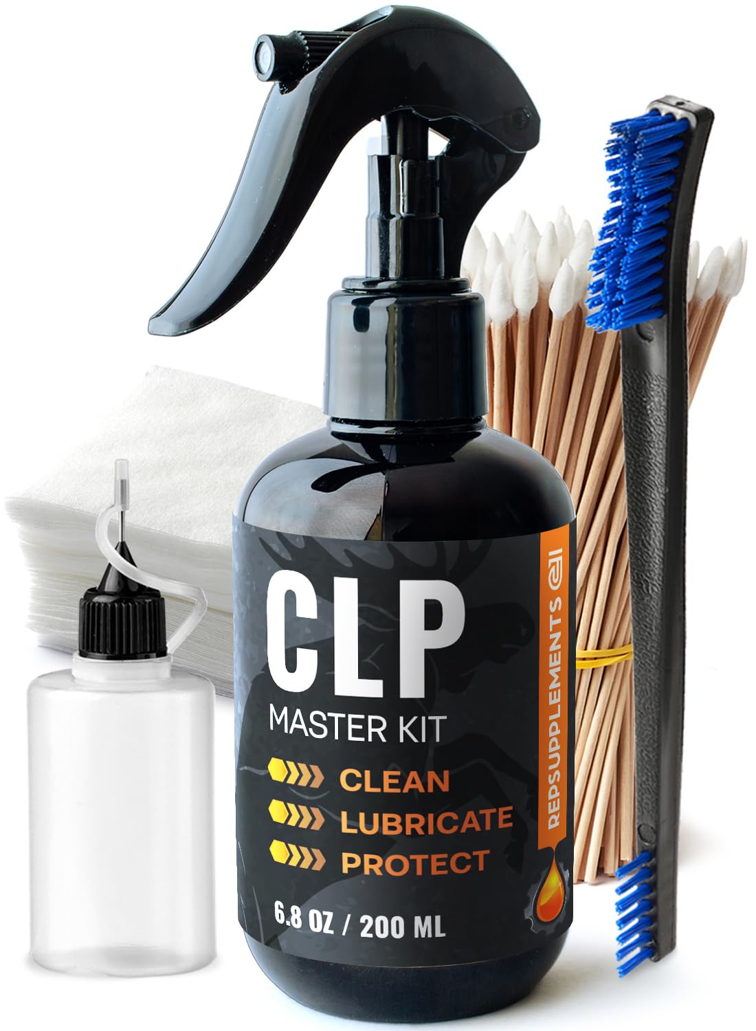Clp Gun Cleaning Oil Kit 3-in-1 Cleans, Lubes, Protects - 6.8 Oz Sprayer Clp Gun Cleaner and Lubricant, Needle Oiler, Cleaning Patches, Cleaning Swabs and Brush - Clp Gun Oil and Cleaning Kit