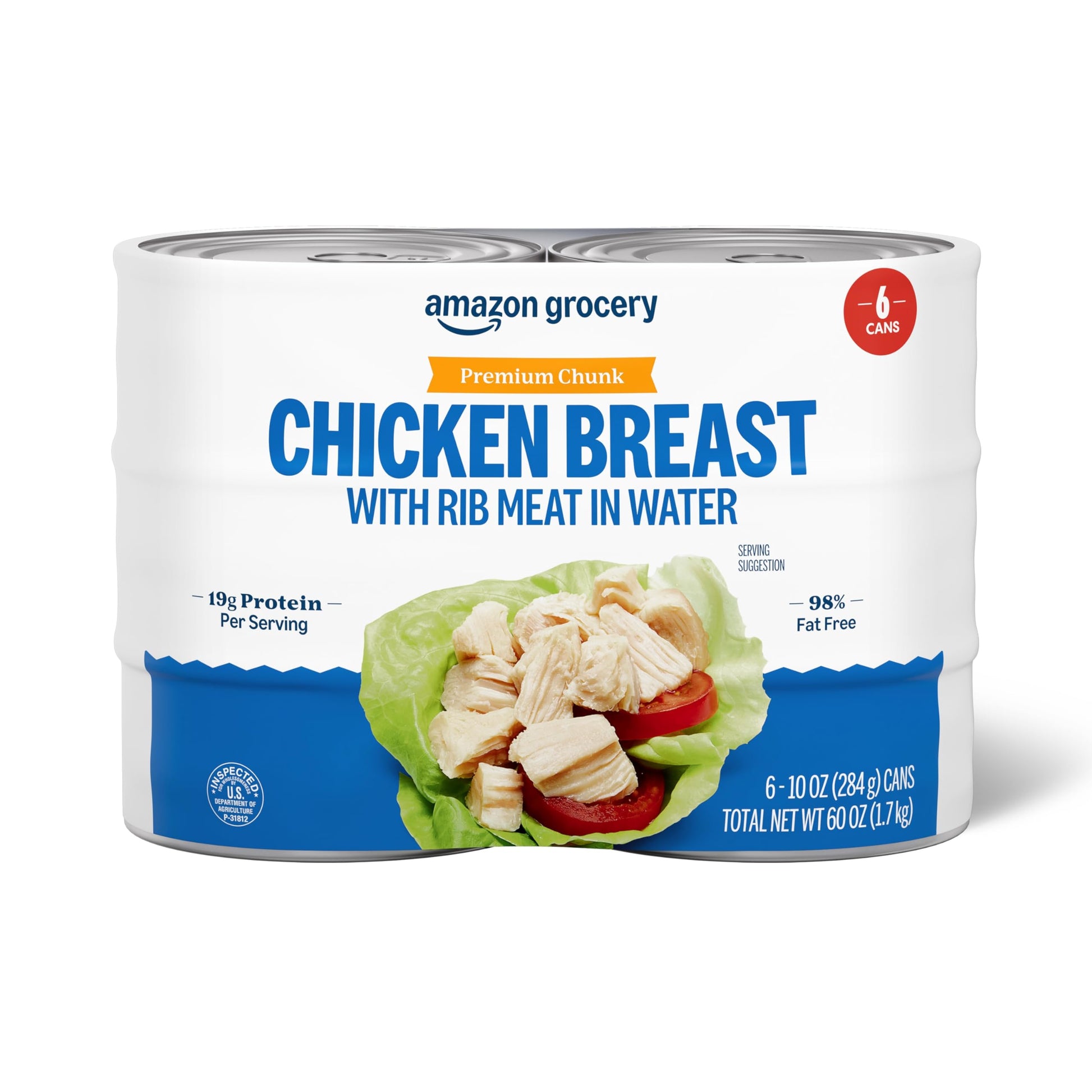 Amazon Grocery, Premium Chunk Chicken Breast, 10 Oz (Pack of 6)