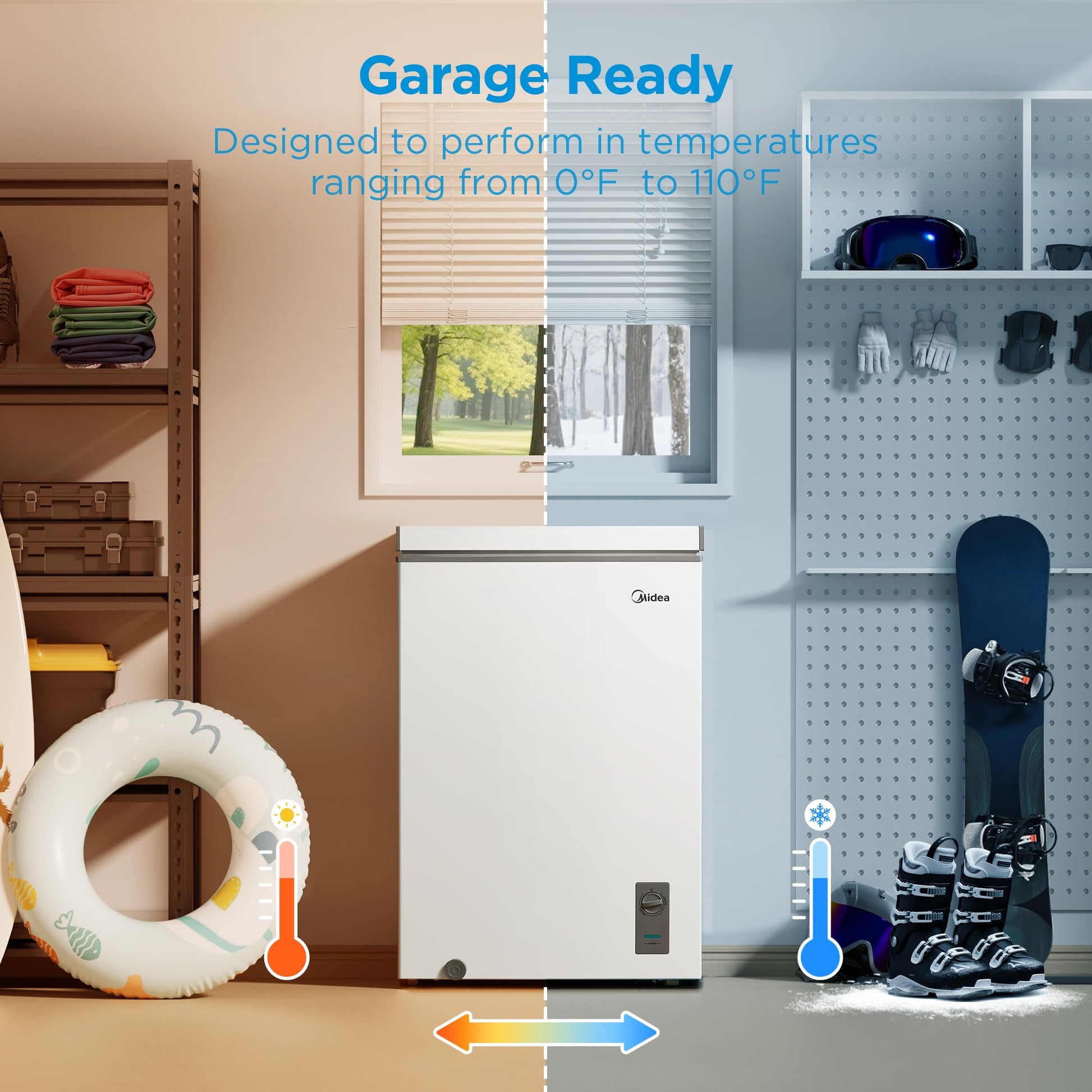 Midea MERC04C4BAWW 3.5 Cubic Feet Chest Freezer, Cu.ft-Convertible, White