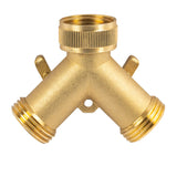 Hourleey Brass Garden Hose Splitter (2 Way), Solid Brass Hose Y Splitter 2 Valves with 2 Extra Rubber Washers (Brass)