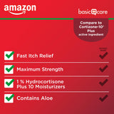 Amazon Basic Care Maximum Strength Hydrocortisone 1 Percent Anti-Itch Cream Plus 10 Moisturizers, 2 ounce (Pack of 1)