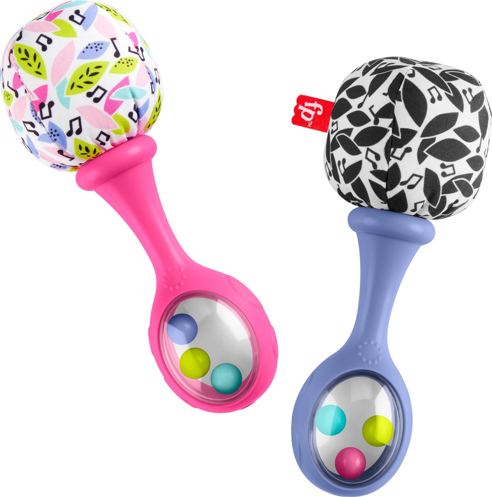 Fisher-Price Newborn Toys Rattle 'n Rock Maracas, 2 Soft Musical Instruments for Developmental Play Babies Ages 3+ Months, Pink & Purple
