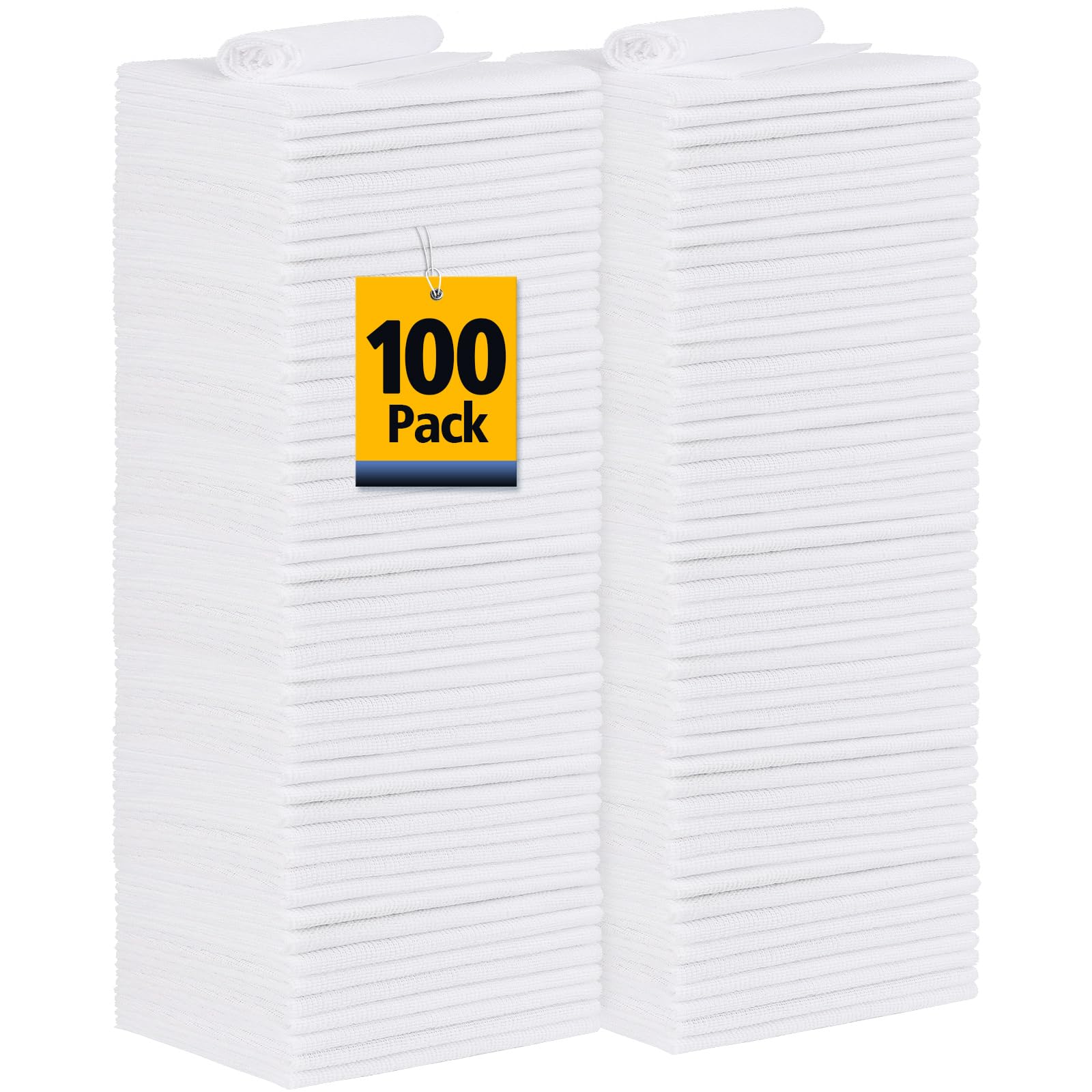 UNIMADE Shop Towels, 100 Pack Commercial Grade Shop Rags Microfiber Towels for Cars Cleaning Rags Bulk Cleaning Cloth for Automotive Bar Mechanic Restaurant Garage Housekeeping, 11.5"x 11.5", White