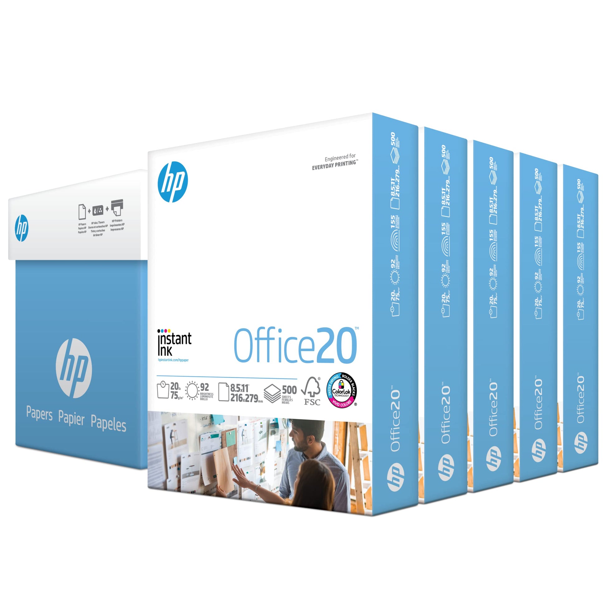 HP Papers | 8.5x11 Paper |Office 20 lb | 1 Ream - 500 Sheets | 92 Bright | Made in USA - FSC Certified | 112150R