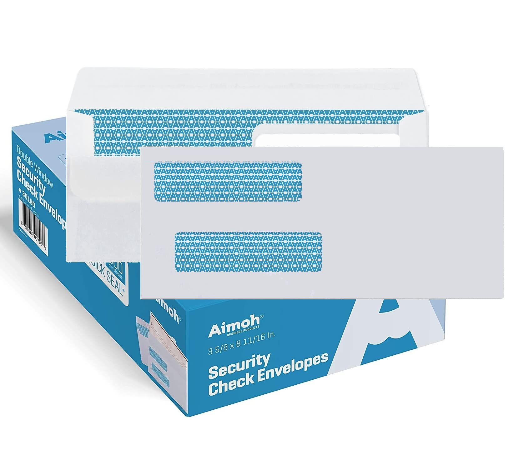 500#8 Double Window Self Seal Security Envelopes - for Business Checks, QuickBooks & Quicken Checks, Size 3 5/8 x 8 11/16 Inches - Checks Fit Perfectly - Not for Invoices, 500 Count (30180)