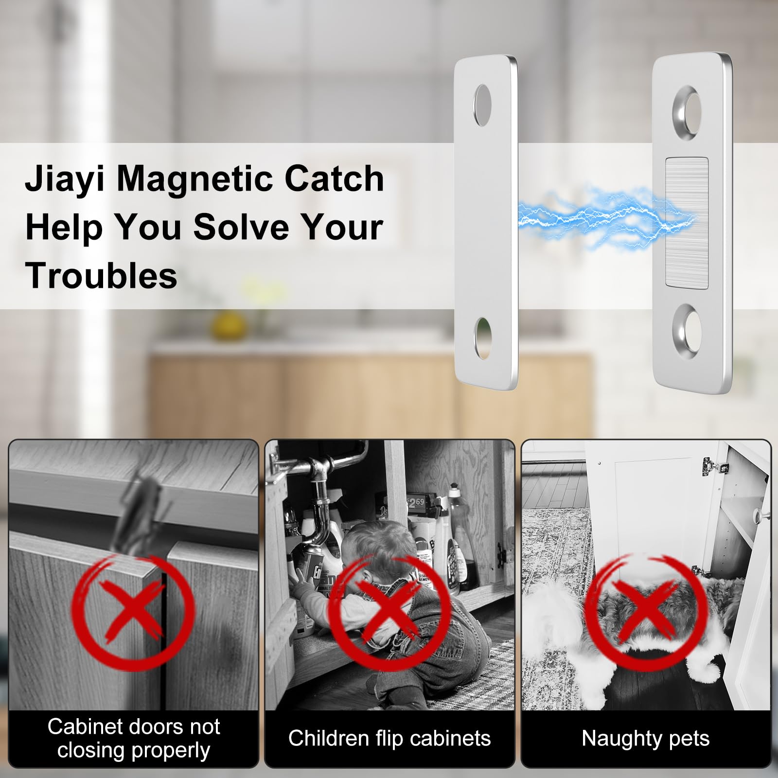 Cabinet Magnetic Catch Jiayi 4 Pack Ultra Thin Cabinet Door Magnetic Catch for Drawer Magnets Adhesive Cabinet Latch Magnetic Closures for Kitchen Closet Door Closing Magnetic Door Catch Closer