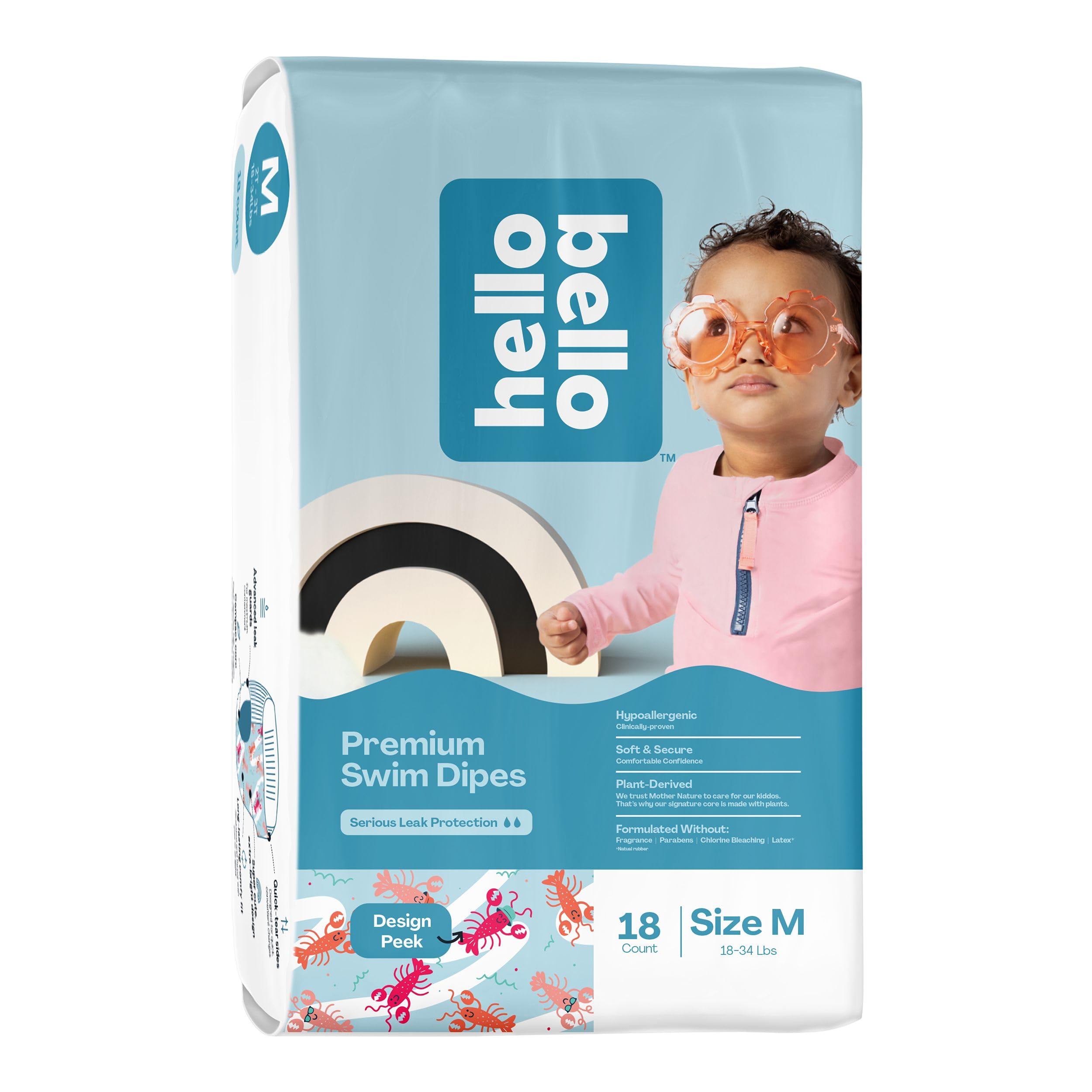 Hello Bello Premium Swim Diapers I Affordable and Eco-Friendly Disposable Swim Dipes for Babies and Kids I Size Medium