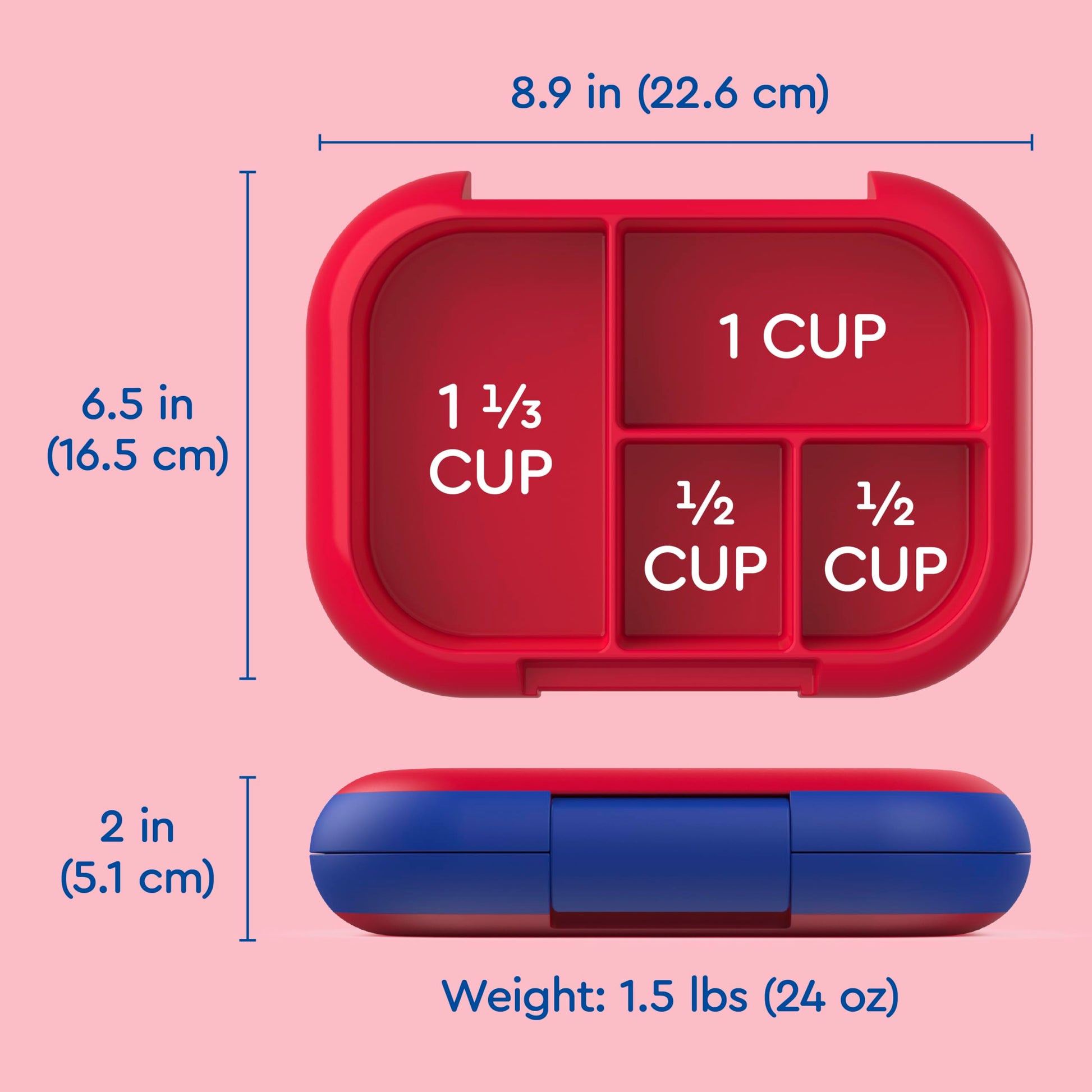 Bentgo Chill Kids Leak-Proof Lunch Box - 4-Compartment Bento Box with Built-In Ice Pack, 3.3 Cup Capacity, PFAS & BPA-Free, Microwave & Dishwasher Safe, Ideal Size for Ages 3 to 7 (Red/Royal)