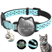 Waterproof Airtag Cat Collar, Breakaway Cat Airtag Collar with Luminous & Reflective Pattern Strap, Lightweight Kitten Collar for Apple Air tag, Hidden Holder for GPS Tracker - Cats, Kittens (9-13")