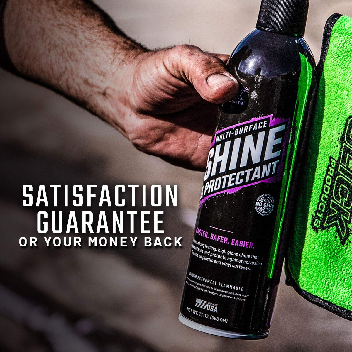 Slick Products Shine & Protectant, Long-Lasting High-Gloss Clear Coat Spray, Renew, Shine, and Protect Plastic, Vinyl, Rubber, Trim, and More