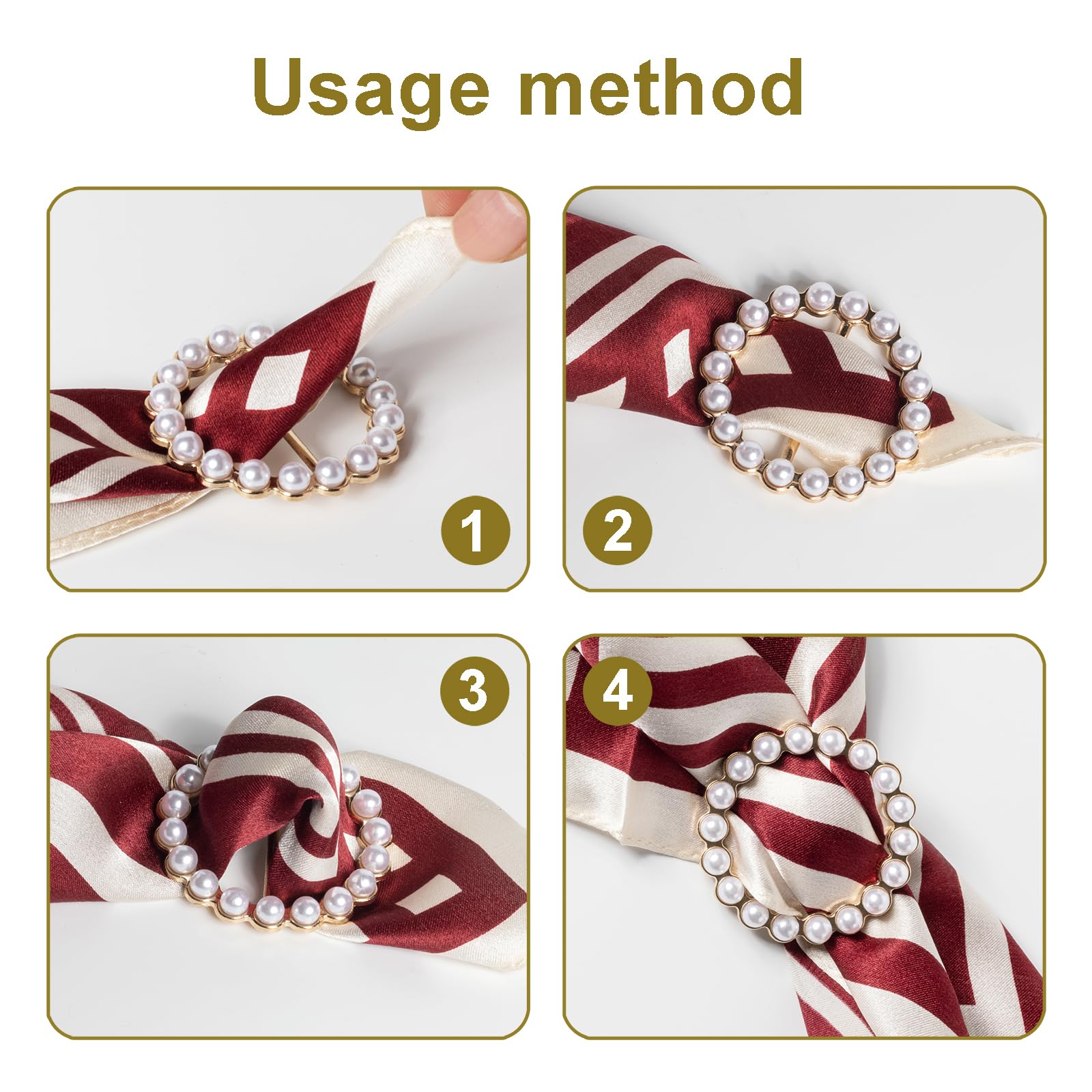 Atopxing 6PCS Cute Scarf Ring and Slides for Scarves, Premium T-Shirt Clips for Women Clothing, 3 Different Sized Waist Cinch Clip Buckle For Womens Clothing Accessories, Gold/Silver