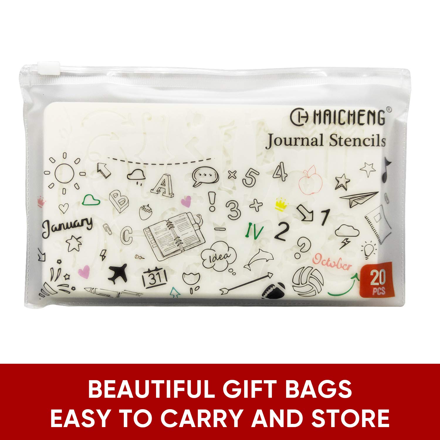 30 PCS Journal Stencils, Planner Stencils for Junk Journal Notebook Diary Scrapbook DIY Drawing Template Journal Stencil 4x7 Inch