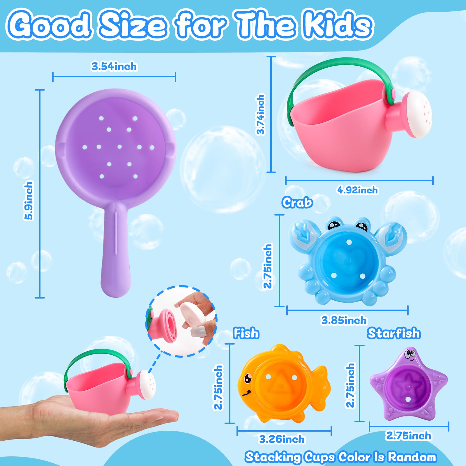 Baby Bath Toys for Kids Ages 1-3 5 PCS Toddler Bath Toys Mold Free for 2-4 Bathtub Sand Beach Pool Water Toddler Toys & Gifts (Color Random)